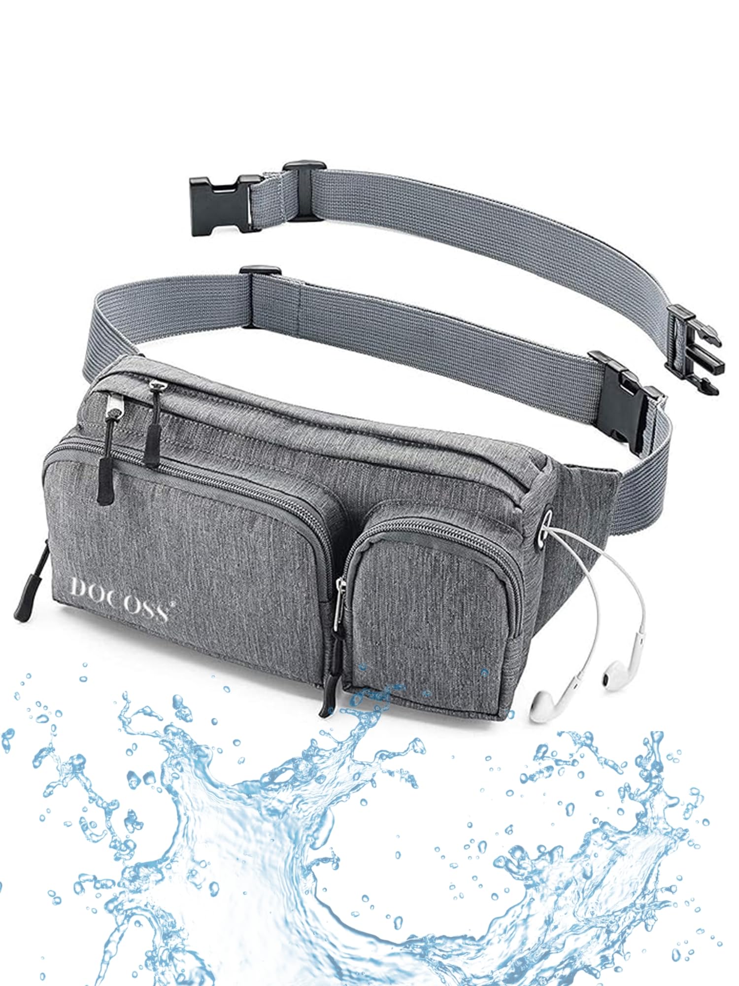 Fanny Pack for Men,Women,Waterproof Waist Bag,1 RFID Safe Pocket,Premium Stitching & Zippers Travel Side Bag for Men,Women -Belt Bag with Extra Extendable Belt for Travelling (Grey)