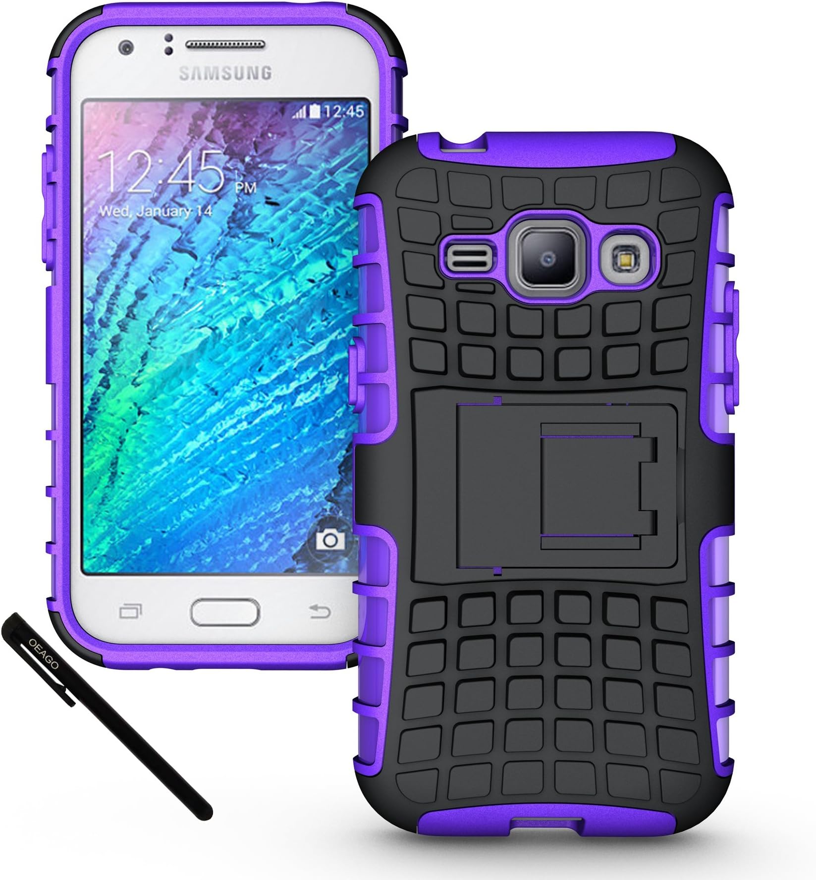 Samsung Galaxy J1 Case Cover - Tough Rugged Dual Layer Protective Case with Kickstand for Samsung Galaxy J1 - Purple