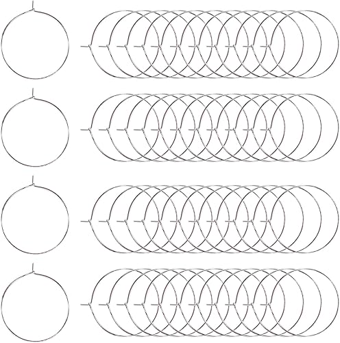 TOAOB 100 anillos de cristal de vino chapados en plata de 0984in para pendientes abiertos de abalorios de aro para fiestas