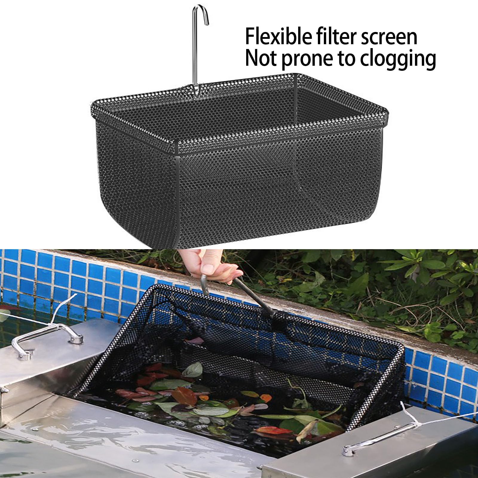 Skimmer per laghetto con pompa ad alto flusso, raccoglitore multiuso per la pulizia di piscine e laghetti, strumento resistente per ridurre il letame
