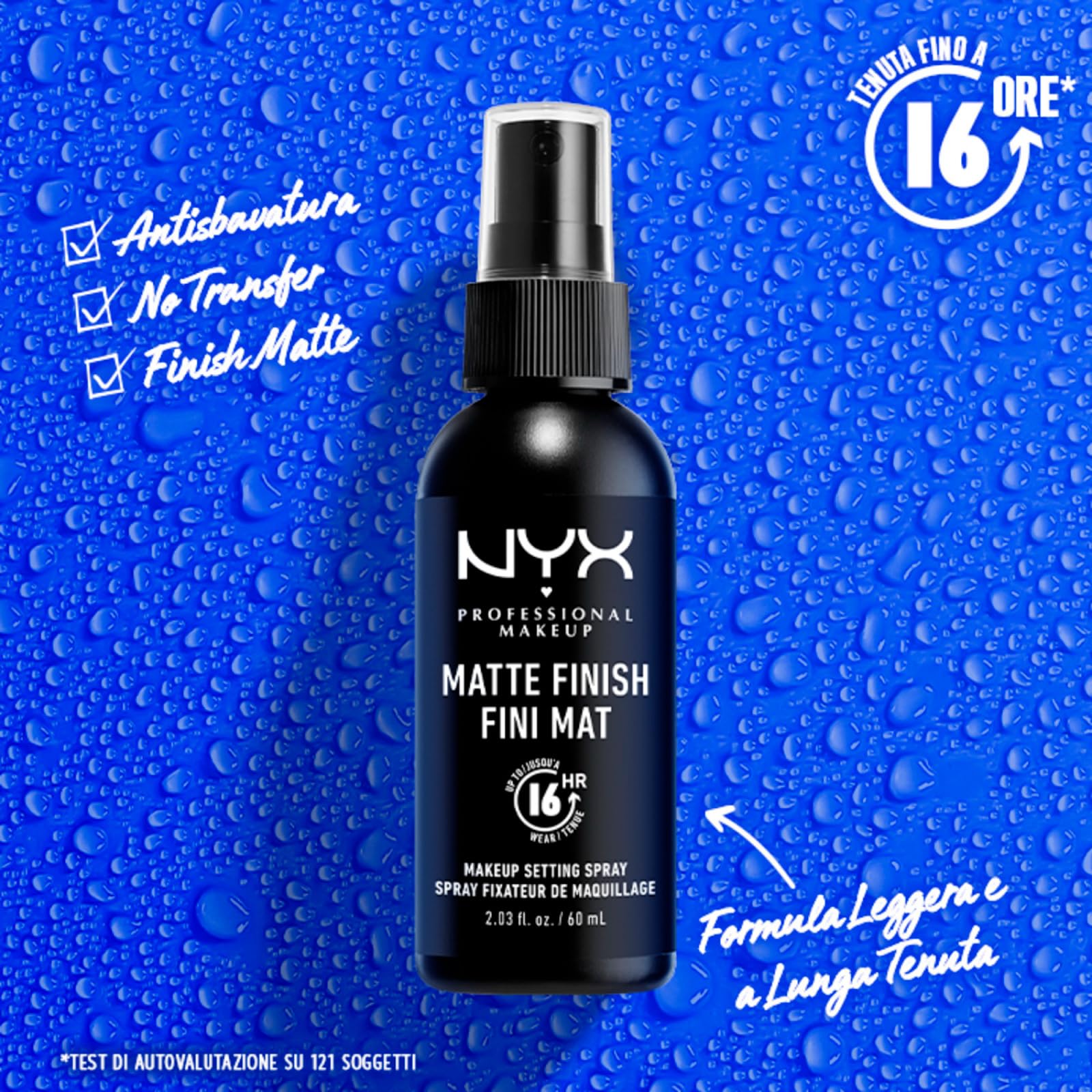 NYX Professional Makeup Spray Fissante Makeup Matte Finish Formula Leggera Vegana No Transfer a Lunga Tenuta 16h Versatile per Tutti i Tipi di Pelle - 4 Flaconi da 60ml