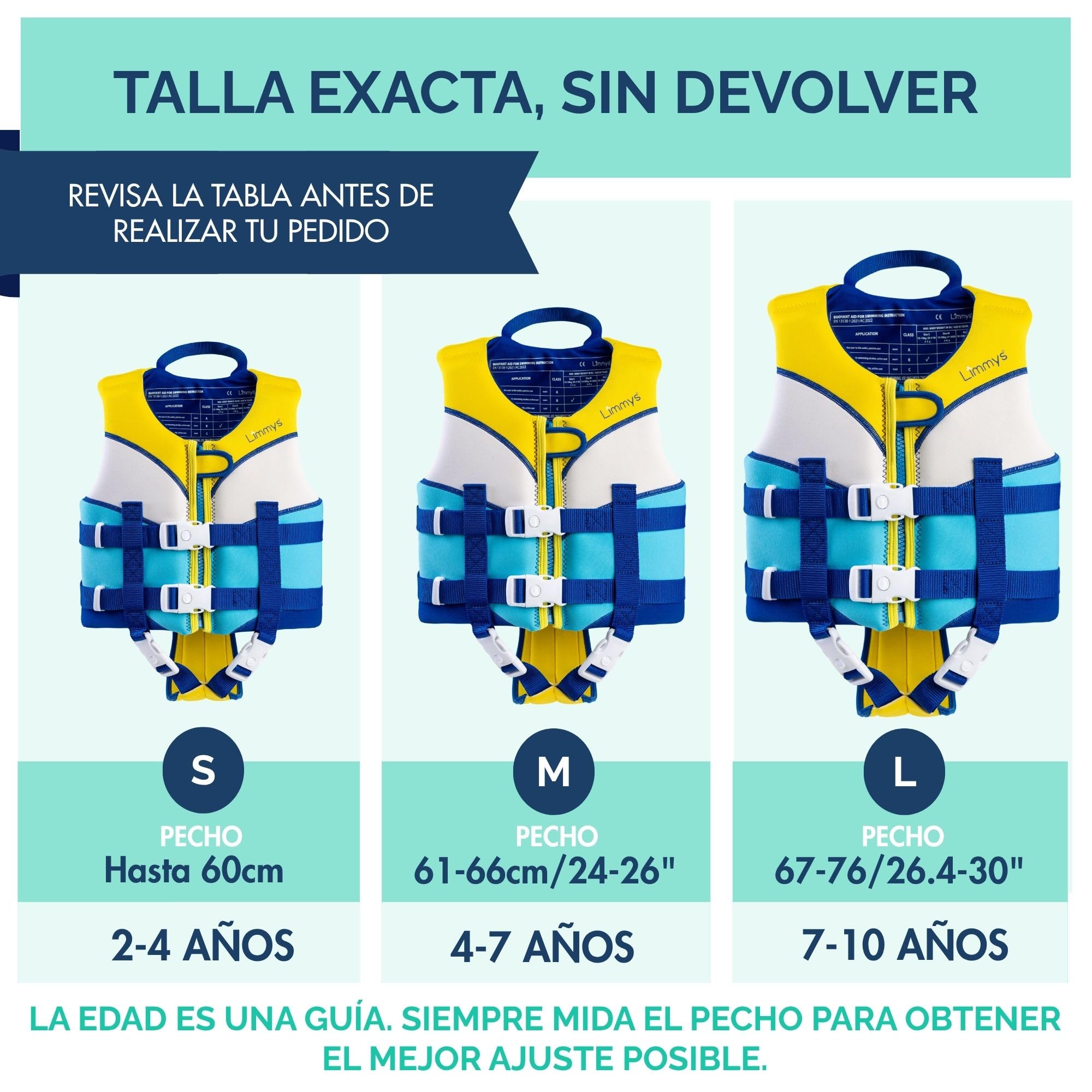 Limmys Chaleco de Natación para Niños – Ayuda a la Flotación con Paneles de Espuma Integrados, Certificado CE, Diseño Premiado, Doble Cierre con Cremallera YKK, Neopreno Premium Suave