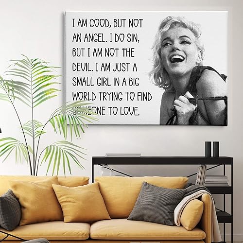 Miniatura 2 de Marilyn Monroe - Lienzo decorativo con frase en inglés "I am good, but not an angel" (36 x 24 pulgadas, galería envuelta)