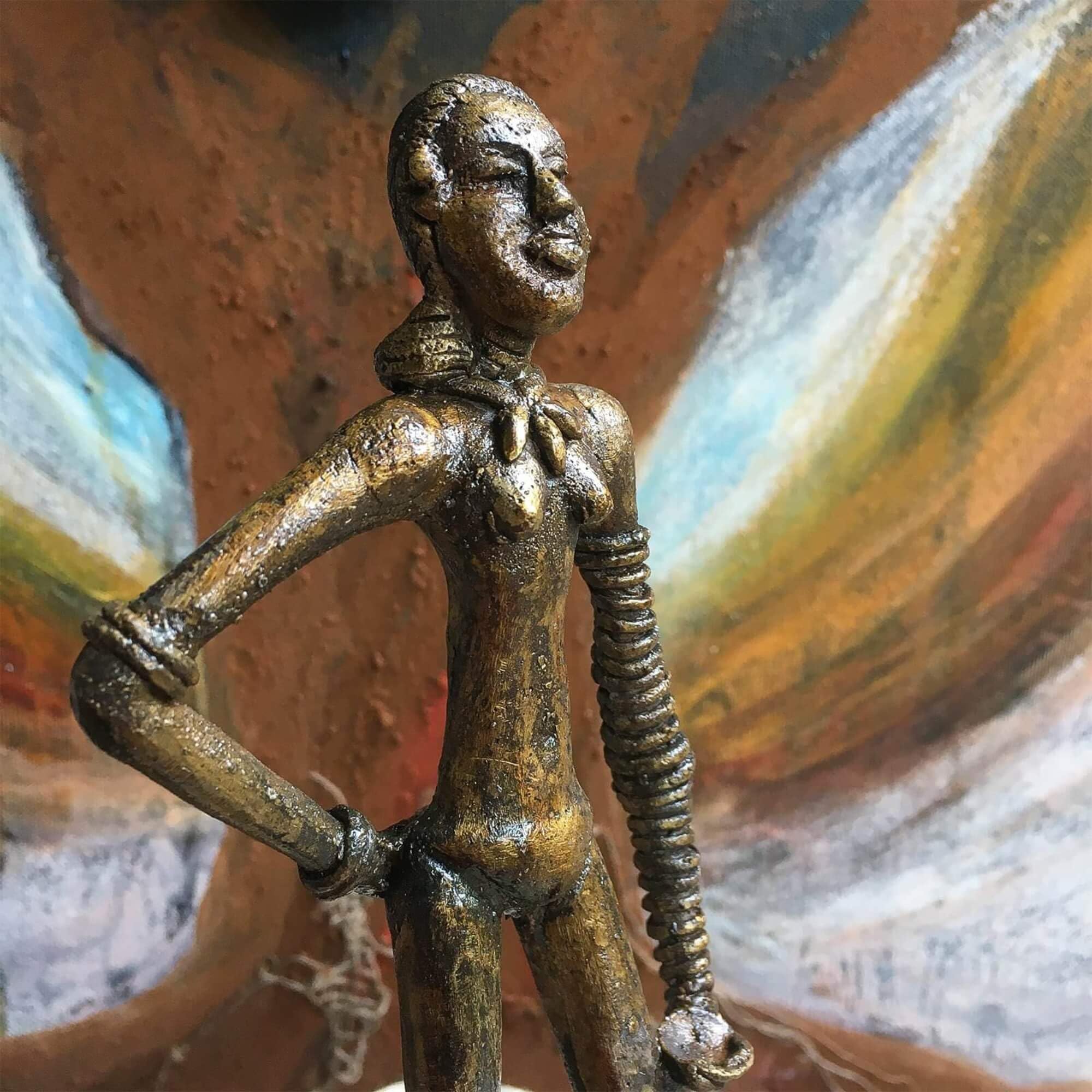 Peepul Tree Dhokra Metal Handmade Harappan Dancing Girl Figurine Statue Show Pieces for Home Decor | 7 x 2.25 inches Decorative Item for Home Decor, Offices, Bedroom | Pack of 1