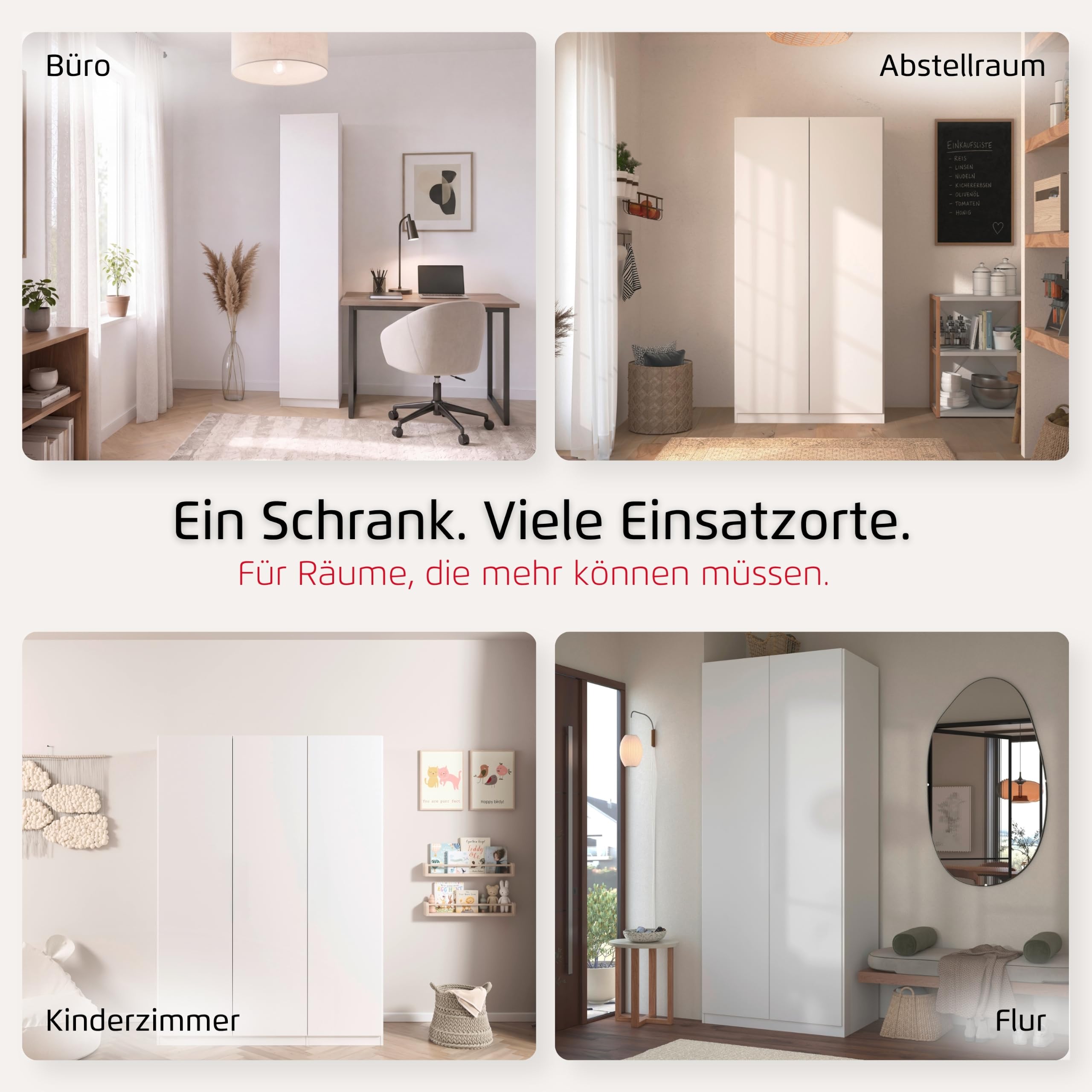 Rauch Möbel LUNIK, Kleiderschrank, Farbe Weiß, Breite 91 cm | Mehrzweckschrank mit patentiertem Schnellmontagesystem, 2-türig, Push-to-open-Funktion, für Kinderzimmer, Homeoffice, Flur