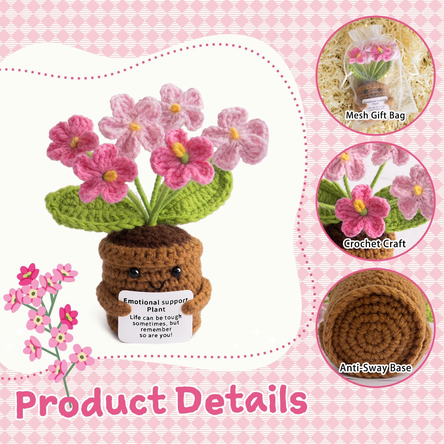 Handmade Positive Flower Crochet Decor,Inspirational Gift for Women Crochet Flower with Uplifting Message Card - Image 4