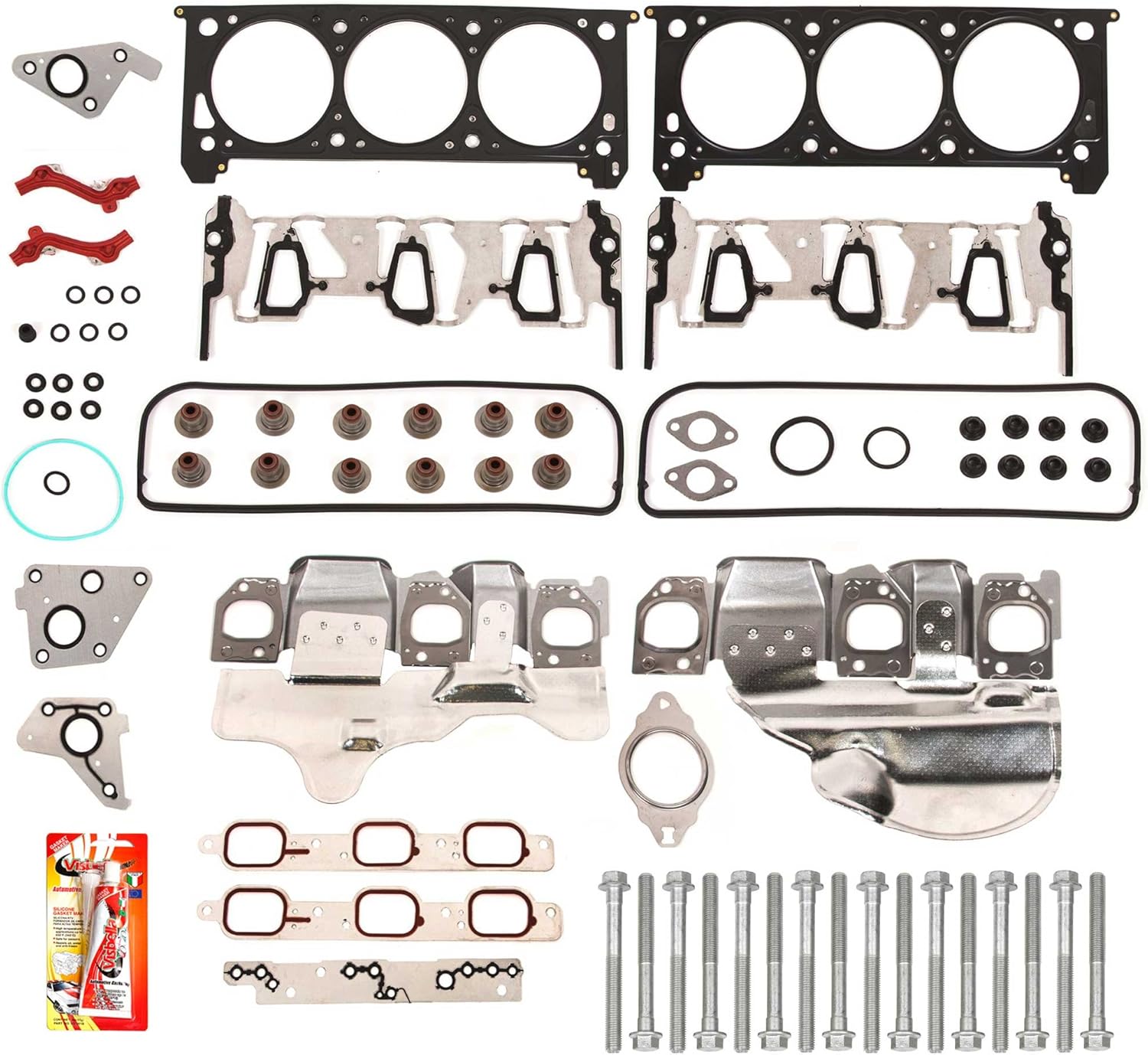Compatible With 06-11 Buick Chevrolet Pontiac Saturn 3.5 3.9 OHV 12V Head Gasket Set Head Bolts