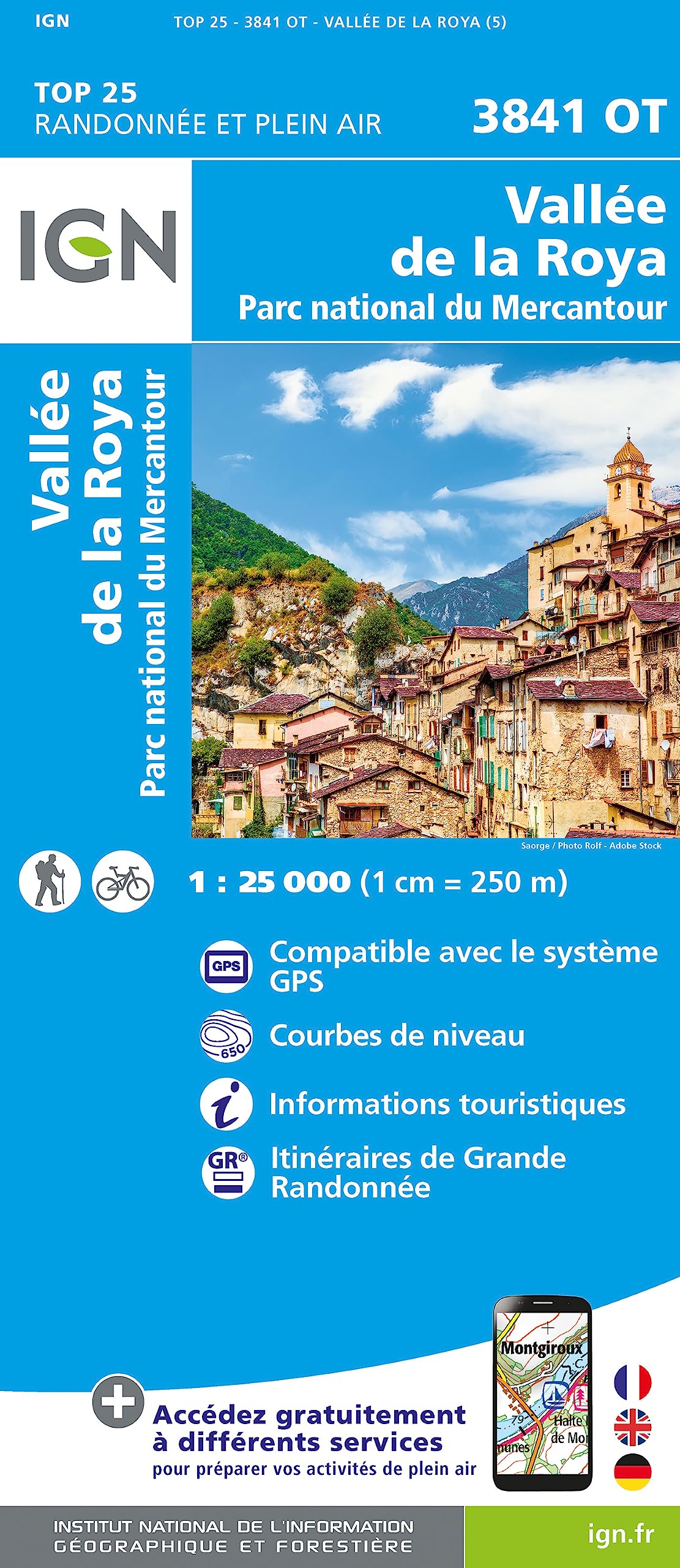 Vallée de la Roya / PN du Mercantour (3841OT): 1:25000 (TOP 25)
