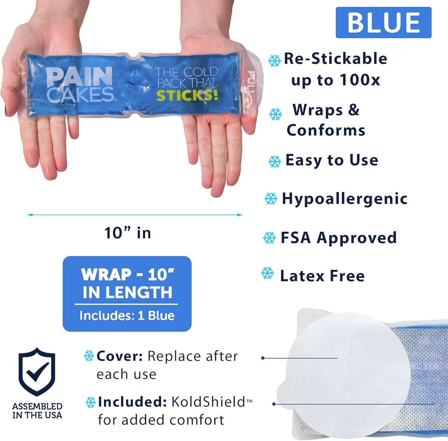 Bеѕt Prоmо PAINCAKES Wrap Stickable Cold Pack That Stays in Place- Reusable Cold Therapy Ice Pack Conforms to Body, 1 Wrap (Blue- 10)