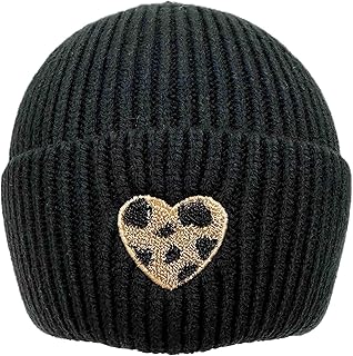 Faera Leopard Heart Beanie Knitted Hat Winter Hat Soft Warm Hat Leo Dog