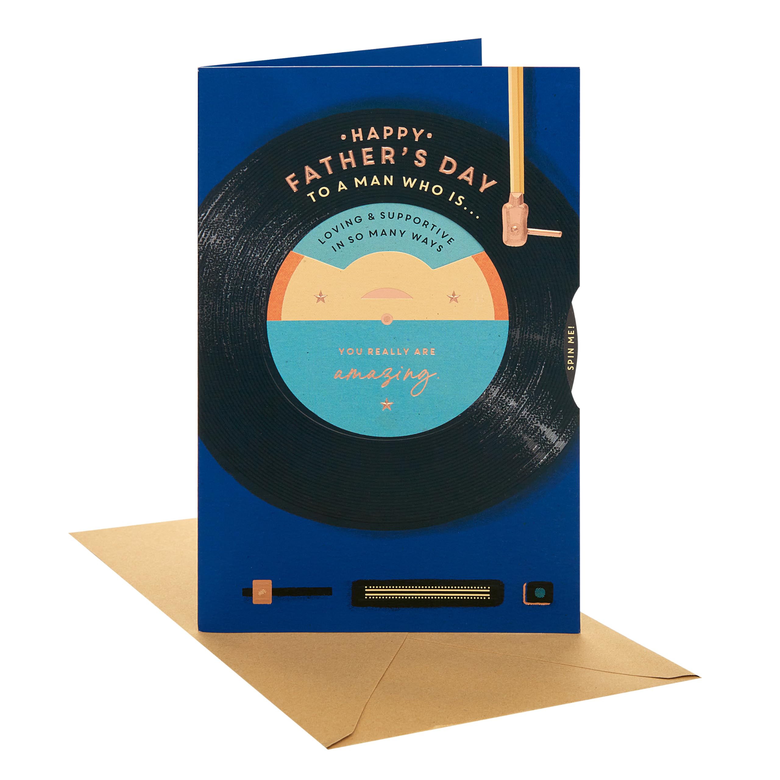 UK Greetings | Father's Day Card | Card for Dad, Grandad, Husband | Him, Boys, Men | Vinyl Players Design | With Envelope | 16.5 x 25.4 cm