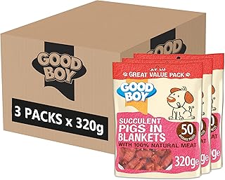 Good Boy Pigs in Blankets - Natural Dog Treats - Wheat Free Recipe - Bulk Box - 3 x 320g