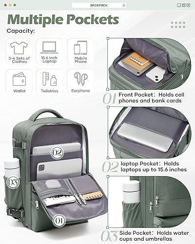 Miniatura 4 de CADOLIM Mochila para mujeres y hombres, mochila de viaje para senderismo, impermeable, mochila de transporte, artículos esenciales de viaje, Rosa