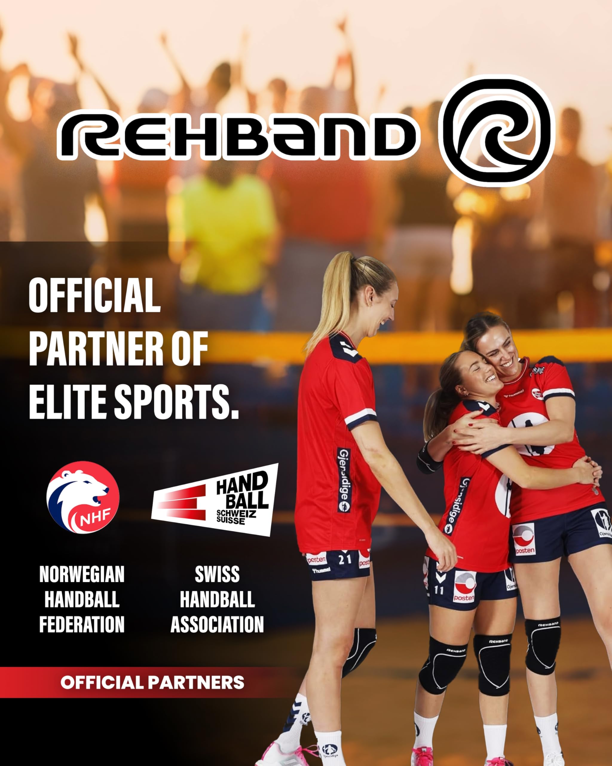 Rehband Ginocchiere sportive in neoprene per pallavolo, pallamano e sport indoor, vestibilità aderente e comfort elevato, protezione ginocchio unisex, nero, 1 paio, misura M