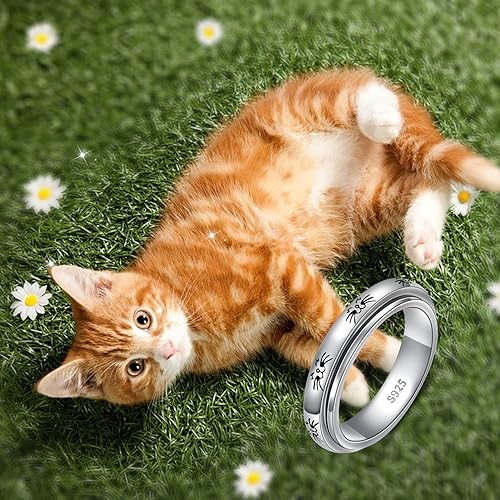 Miniatura 5 de HOOHWE Anillos giratorios para la ansiedad, plata esterlina S925 Fidget Ansiedad Preocupación Alivio del aburrimiento TDAH Autismo Anillos para