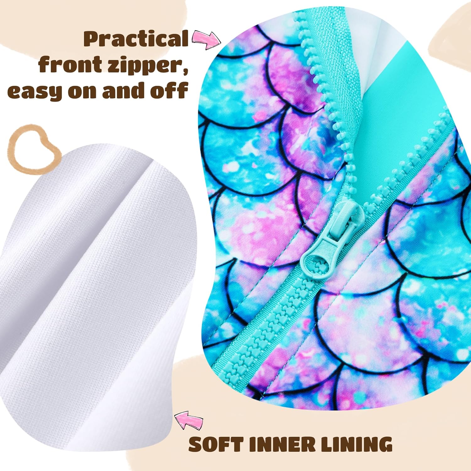 HOZIY Girls Rash Guard Swimsuit One Piece Short Sleeve Front Zipper Swimwear UPF 50+ Bathing Suits 4-14Y - Image 5