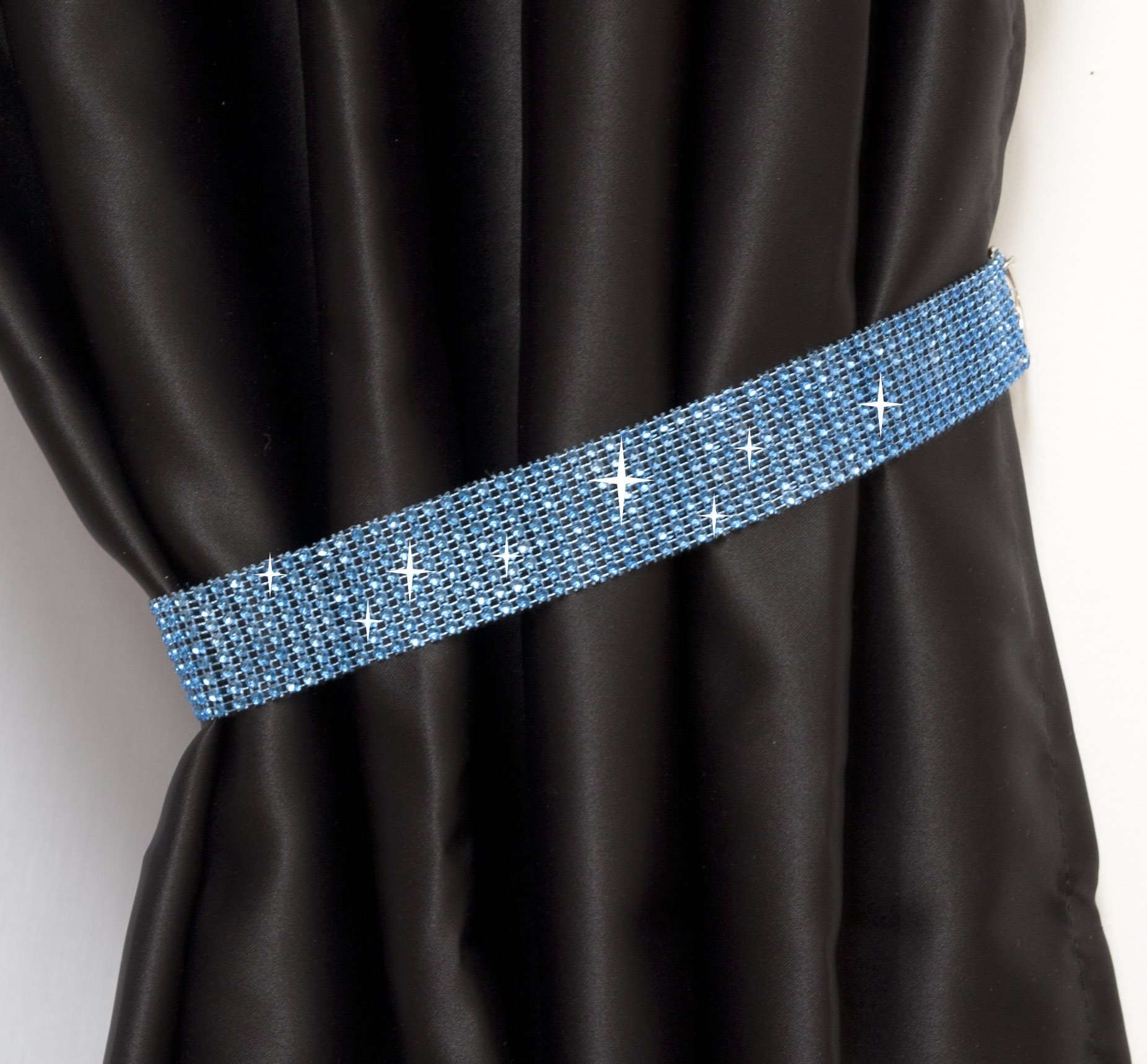 Pair Of Diamante Crystal Tie Backs (Blue)