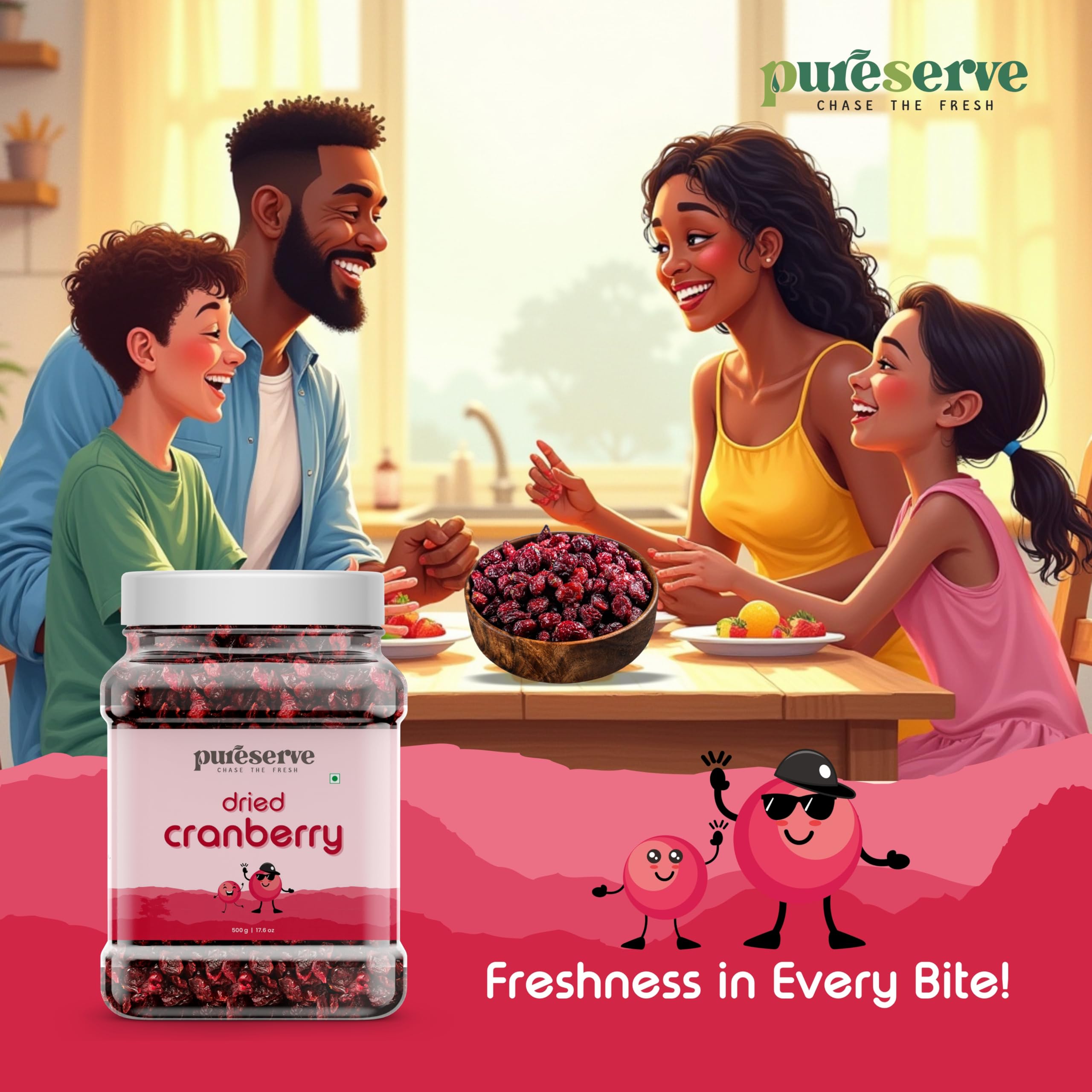 Pureserve Premium Dried Cranberries 1Kg (500g*2) – Naturally Sweet & Tangy | Antioxidant-Rich Superfood | No Added Preservatives | Ideal for Snacking, Baking & Smoothies - Image 7 thumbnail