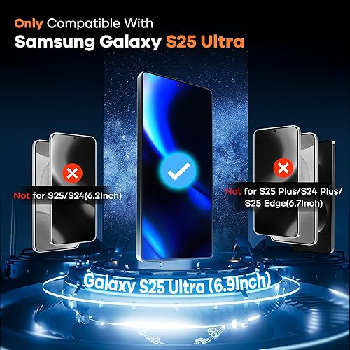 AACL 3-Pack for Samsung Galaxy S25 Ultra Screen Protector Tempered Glass, 9H Glass for S25 Ultra Screen Protector 5G, [Fast Alignment Tool] [Bubble Free] [6.9 Inch](S25 Ultra-6.9Inch)