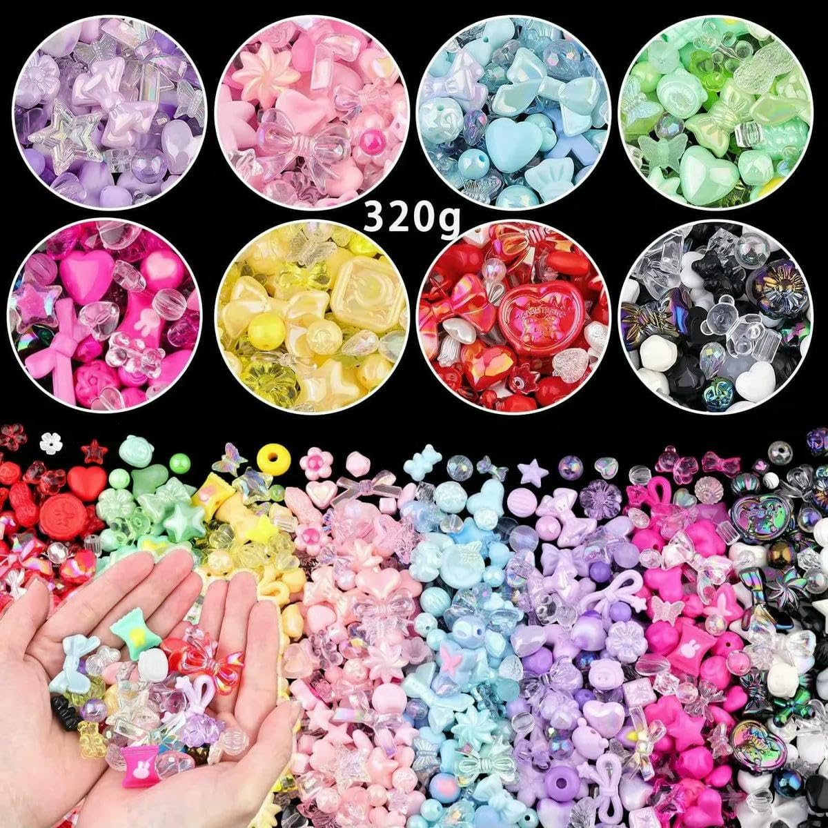 1 bolsa de cuentas acrílicas de colores surtidos estilo caramelo para hacer pulseras, joyas, cadenas para teléfono y otros accesorios hechos a mano - Rojo 500 g