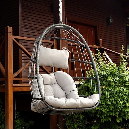 Wicker Outdoor Patio Swing Chair Set 