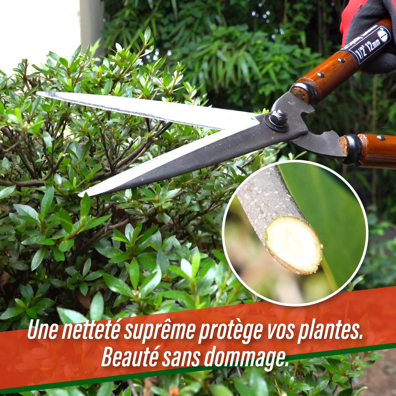 SUIZAN Cisaille à haies 575mm - Sécateur de jardin professionnel japonais à deux mains pour une taille précise