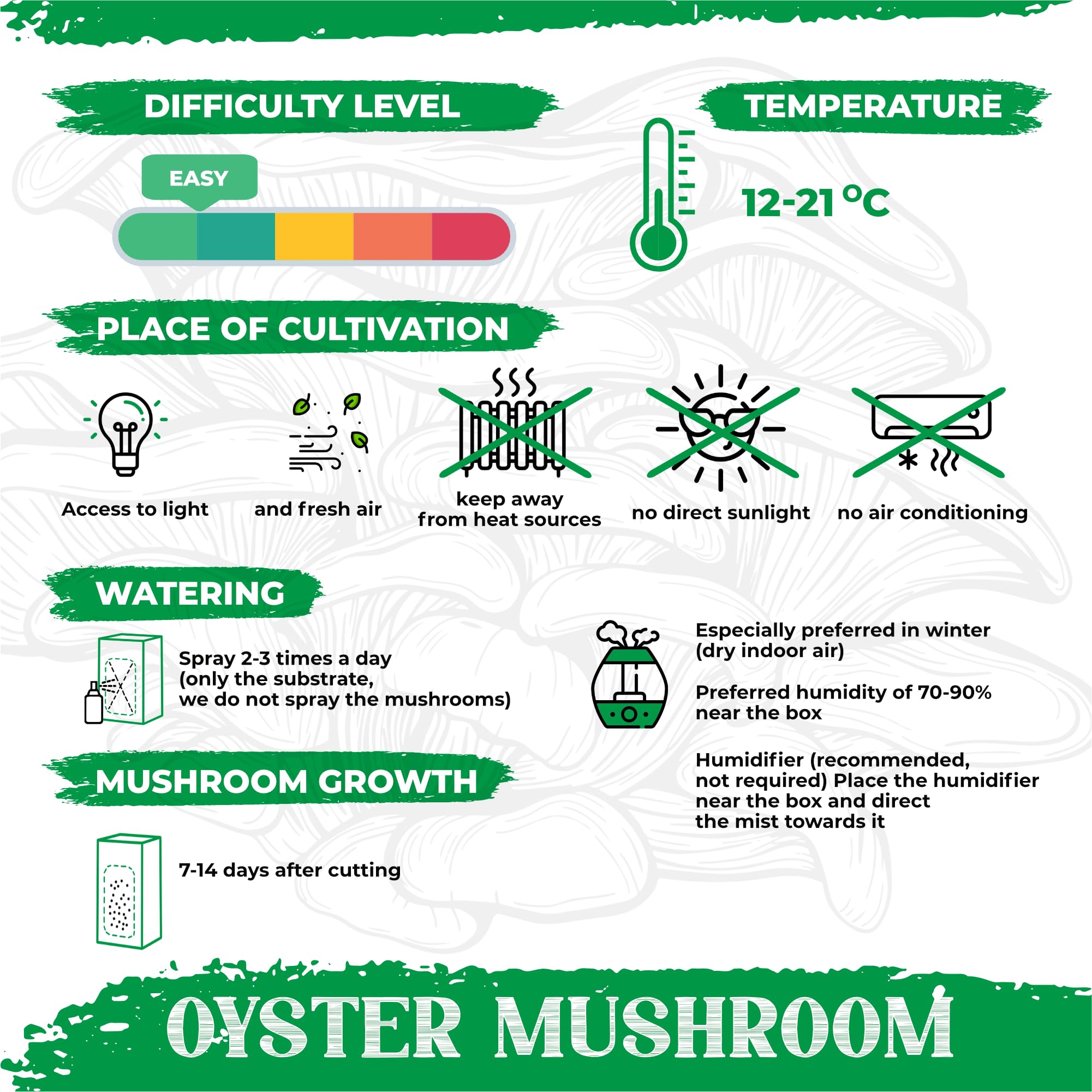 Kit de culture de champignons | champignons frais à tout moment | Cultiver des pleurotes sans connaissance préalable | Arôme parfait des champignons nobles | Guide de culture facile à comprendre