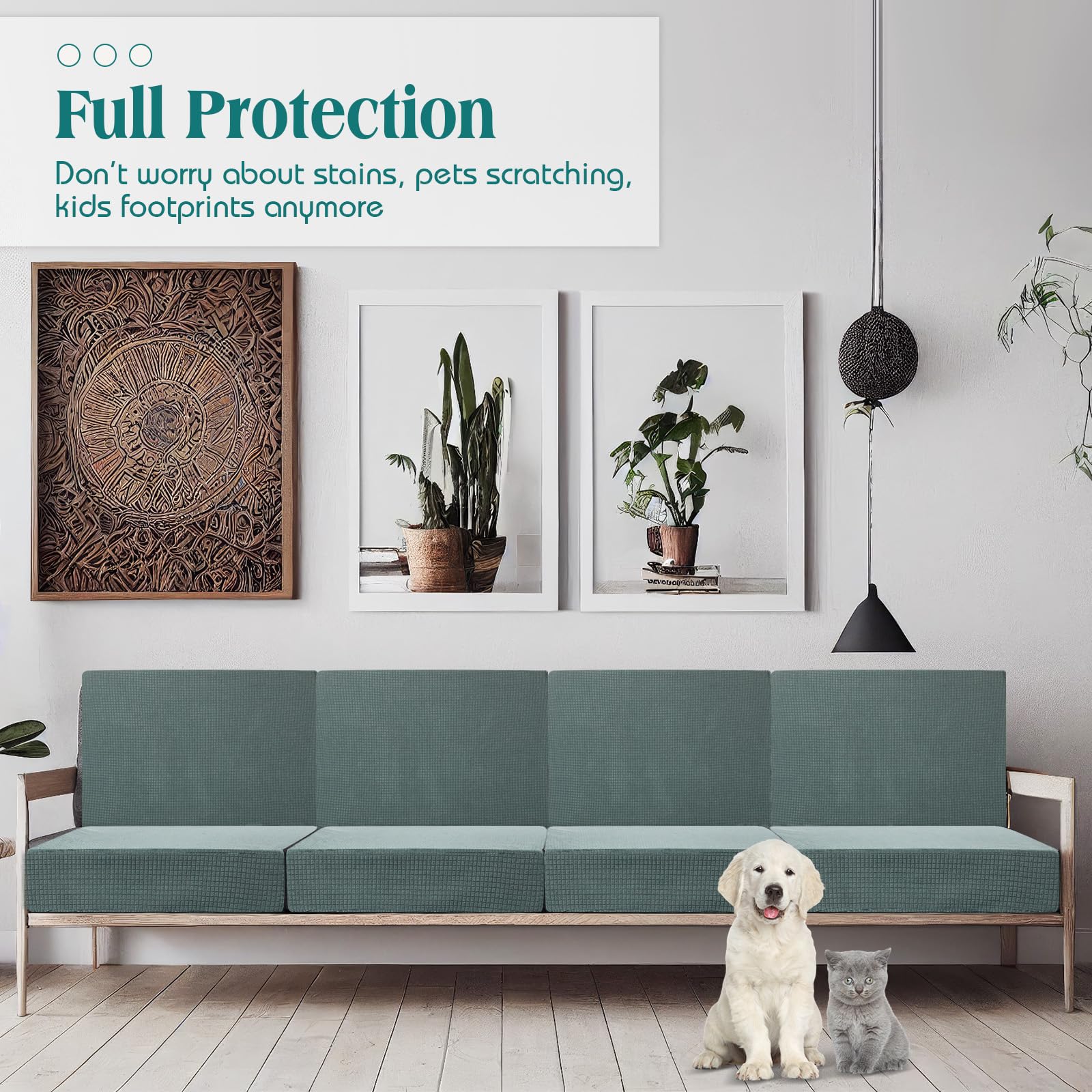 Dark Green Patio Sofa Covers - Stretch Slipcovers -2