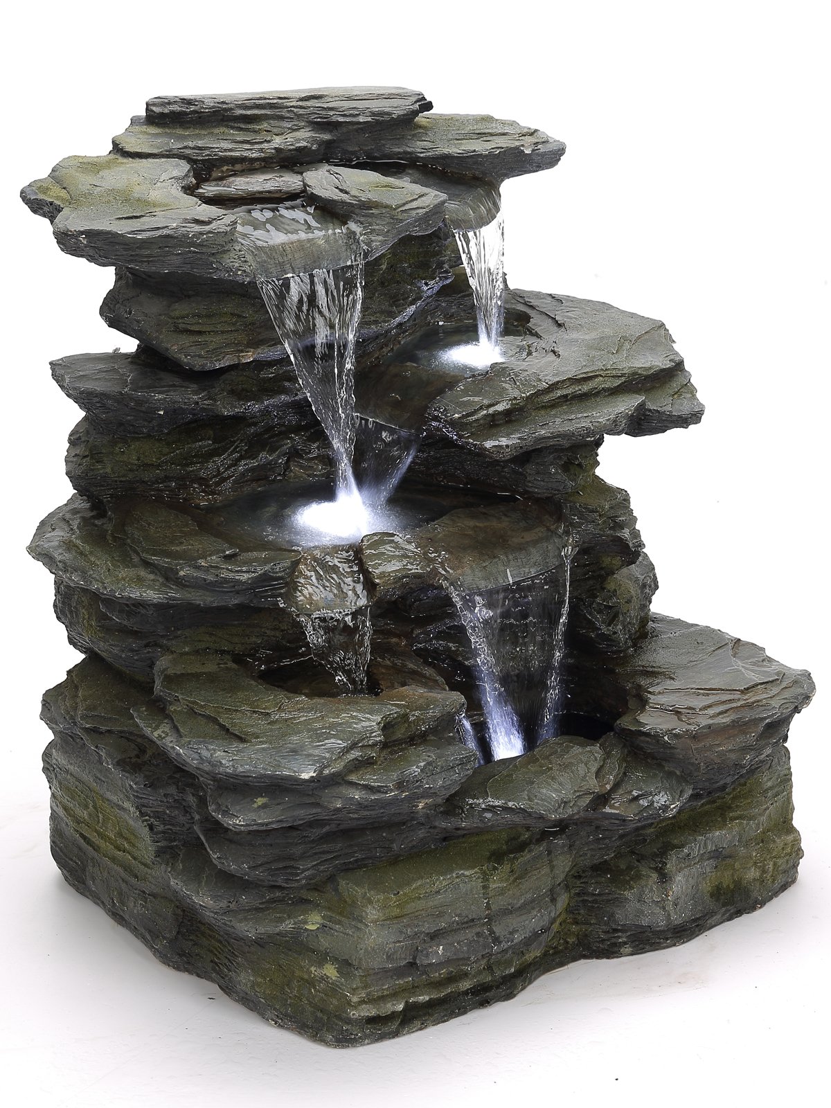 Köhko Fontaine de Jardin en Pierre Naturelle avec éclairage LED