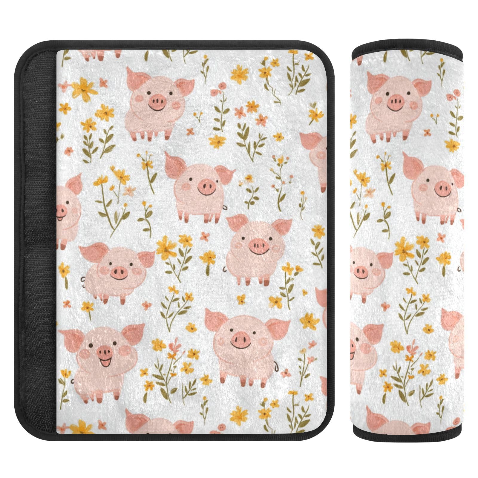 Seat Belt Covers 2 Pack Pink Pig Car Seat Strap Covers Super Soft Cute Car Seat Neck Cover for Boys Girls Adults Babies M