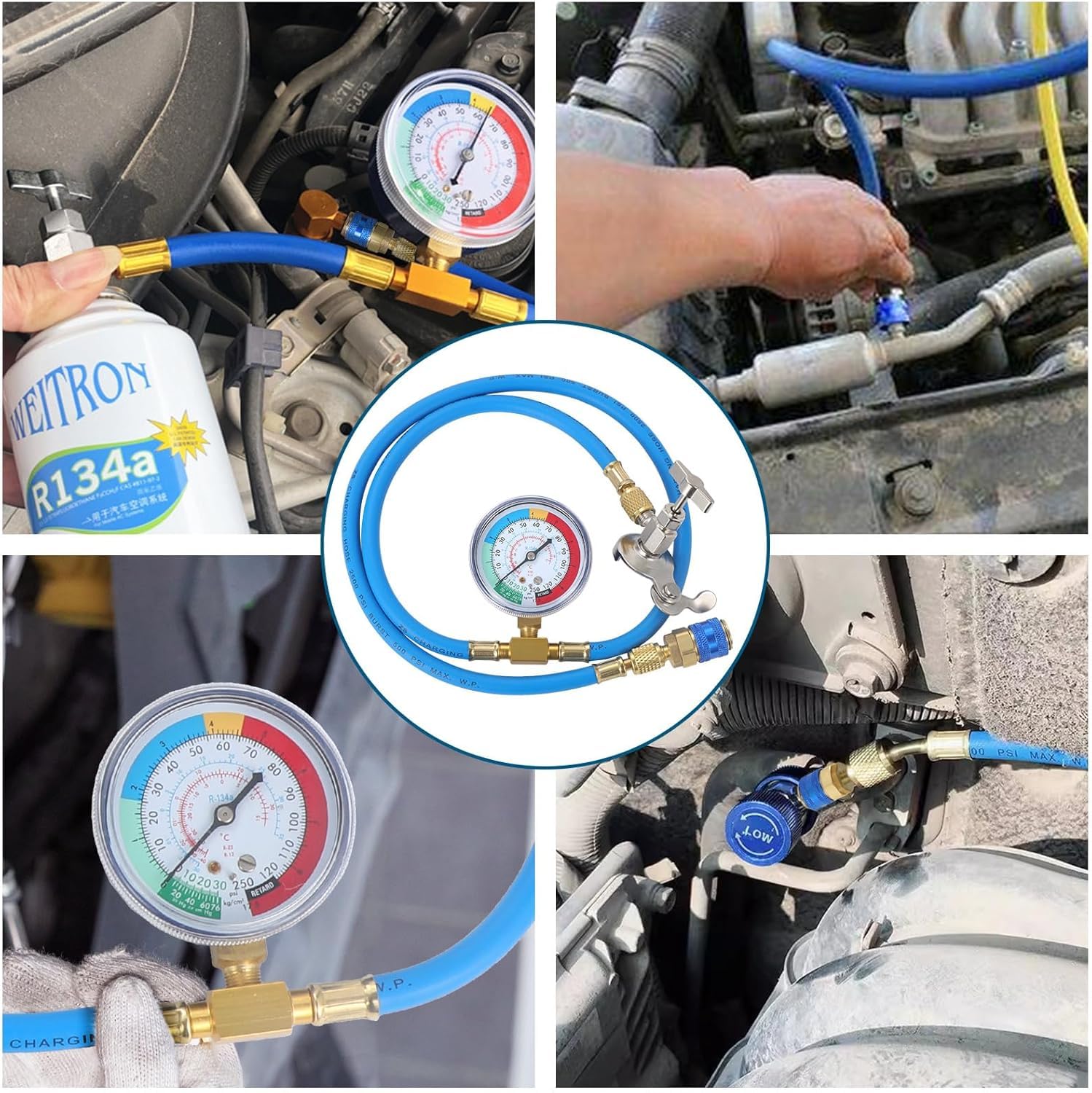 R134A Tuyau de Charge de Réfrigérant, Tuyau de jauge de réfrigérant, climatisation auto pour tuyau de charge de réfrigérant de voiture, pour la Climatisation Automatique de Voiture Universelle