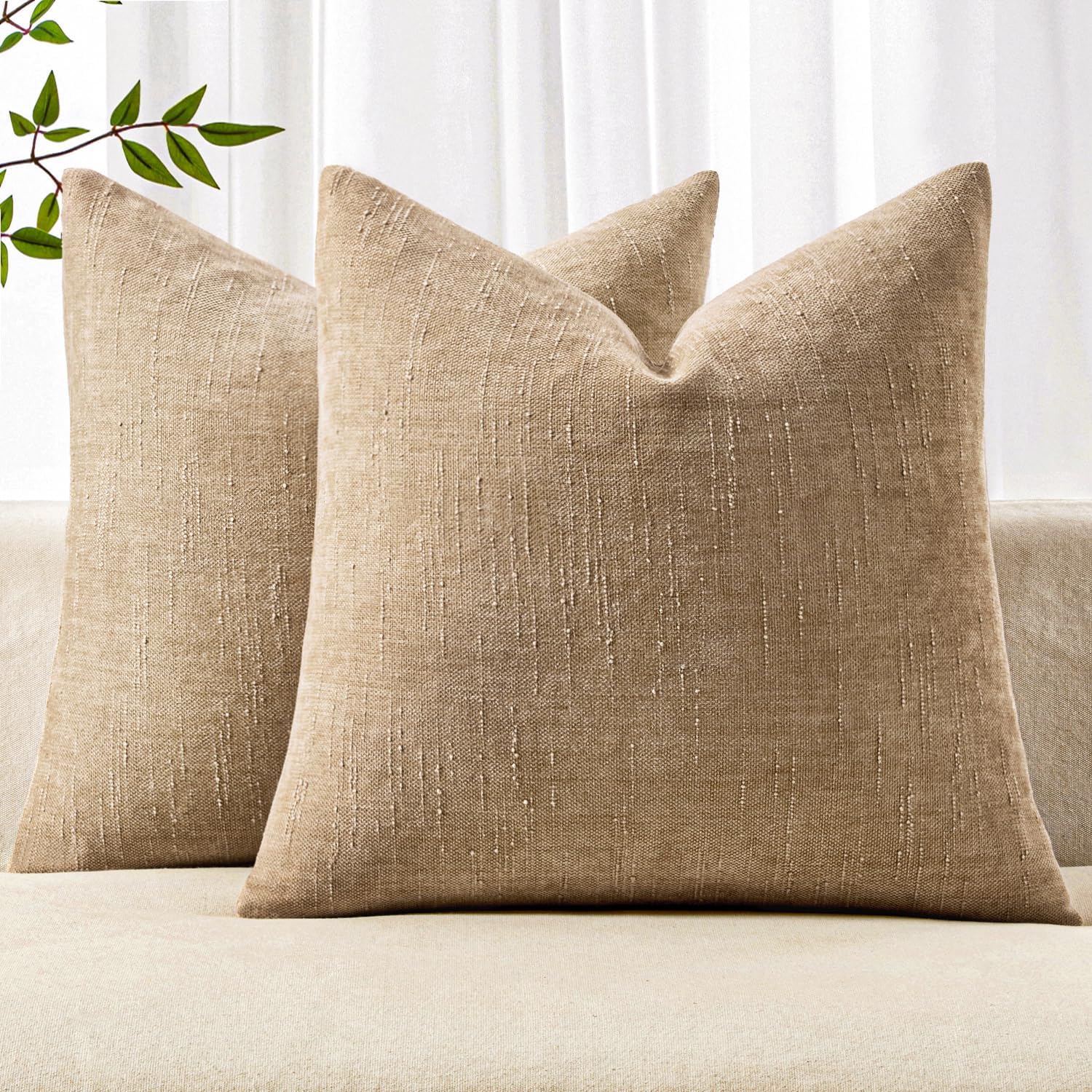 MIULEE Pack of 2 Decorative Throw Pillow Covers Soft Chenille Throw Pillows Solid Textured Cushion Covers for Couch Sofa Bedroom Living Room 22x22 Inch,Starfish 22" x 22" (Pack of 2) Starfish