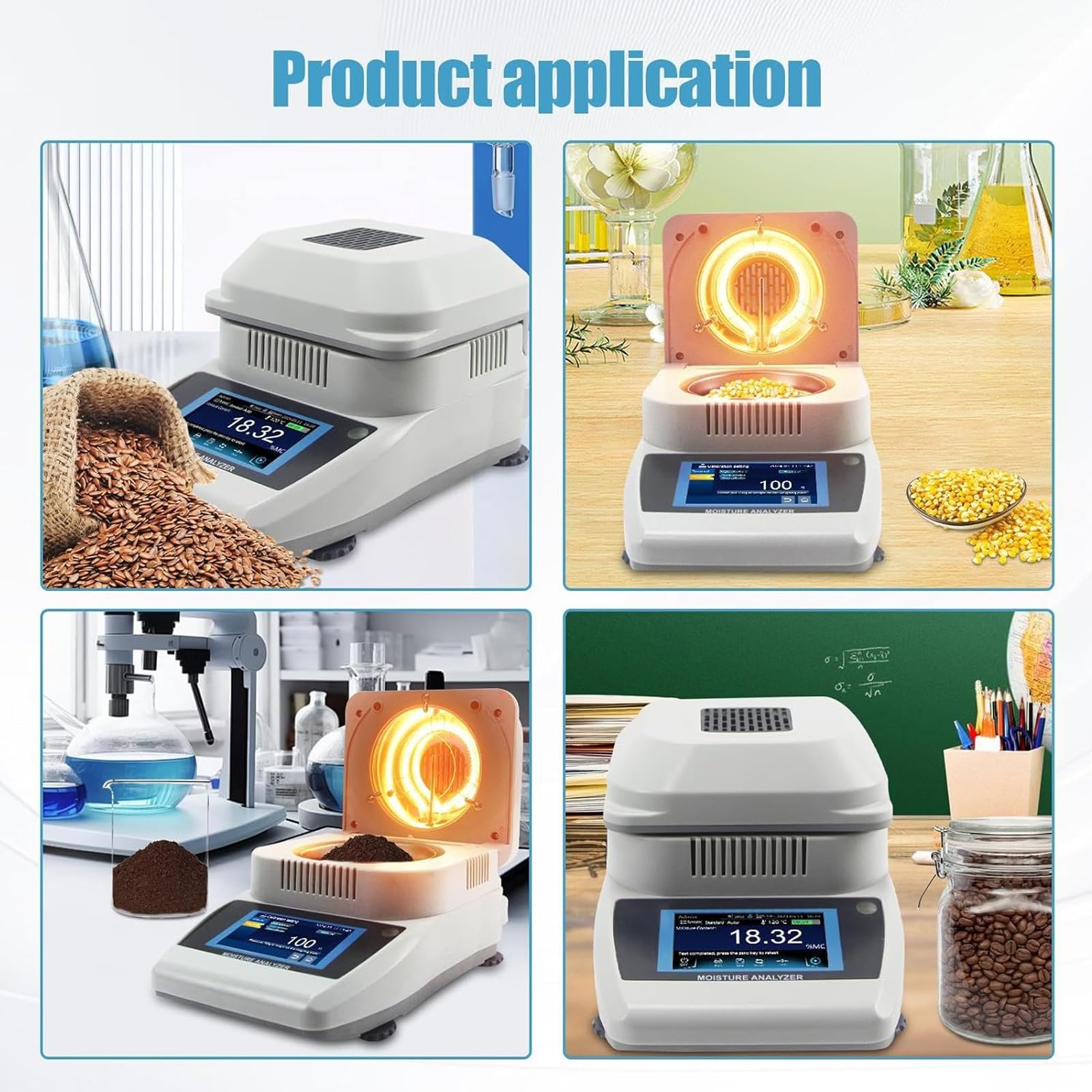 Analizzatore di umidità, tester digitale per cereali e alimenti, capacità 120 g, 3 modalità di asciugatura, riscaldamento rapido 40-160 °C, per laboratorio, agricoltura, medicina, polvere, prodotti