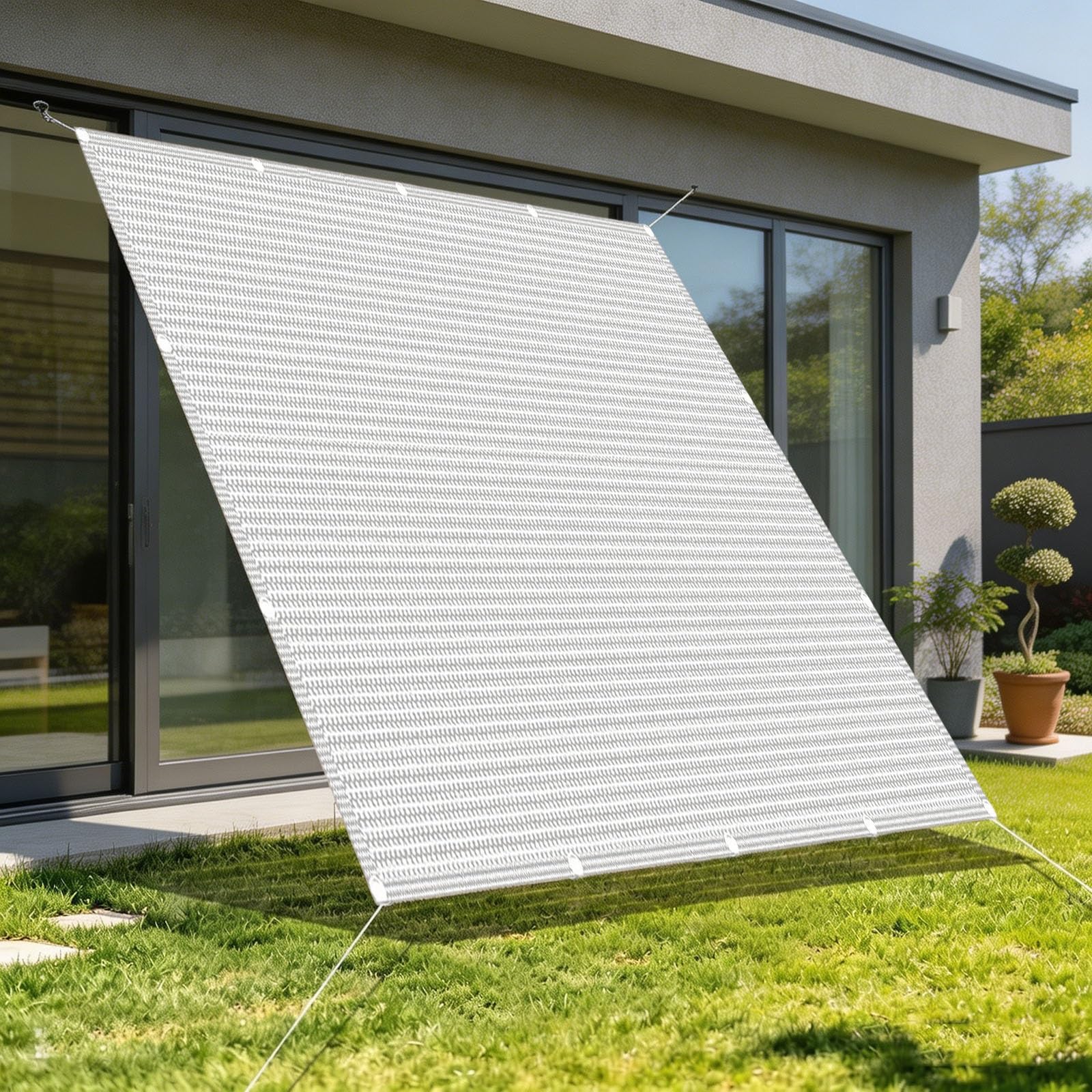 Voile d'ombrage rectangulaire blanc 2.8 x 7.5 m à œillets renforcés