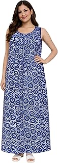 Manvicare L to 10XL Size Cotton Nighties for Women and Girls, Indigo Color, Batik Print, Full Length Maxi Nightdress Price In India