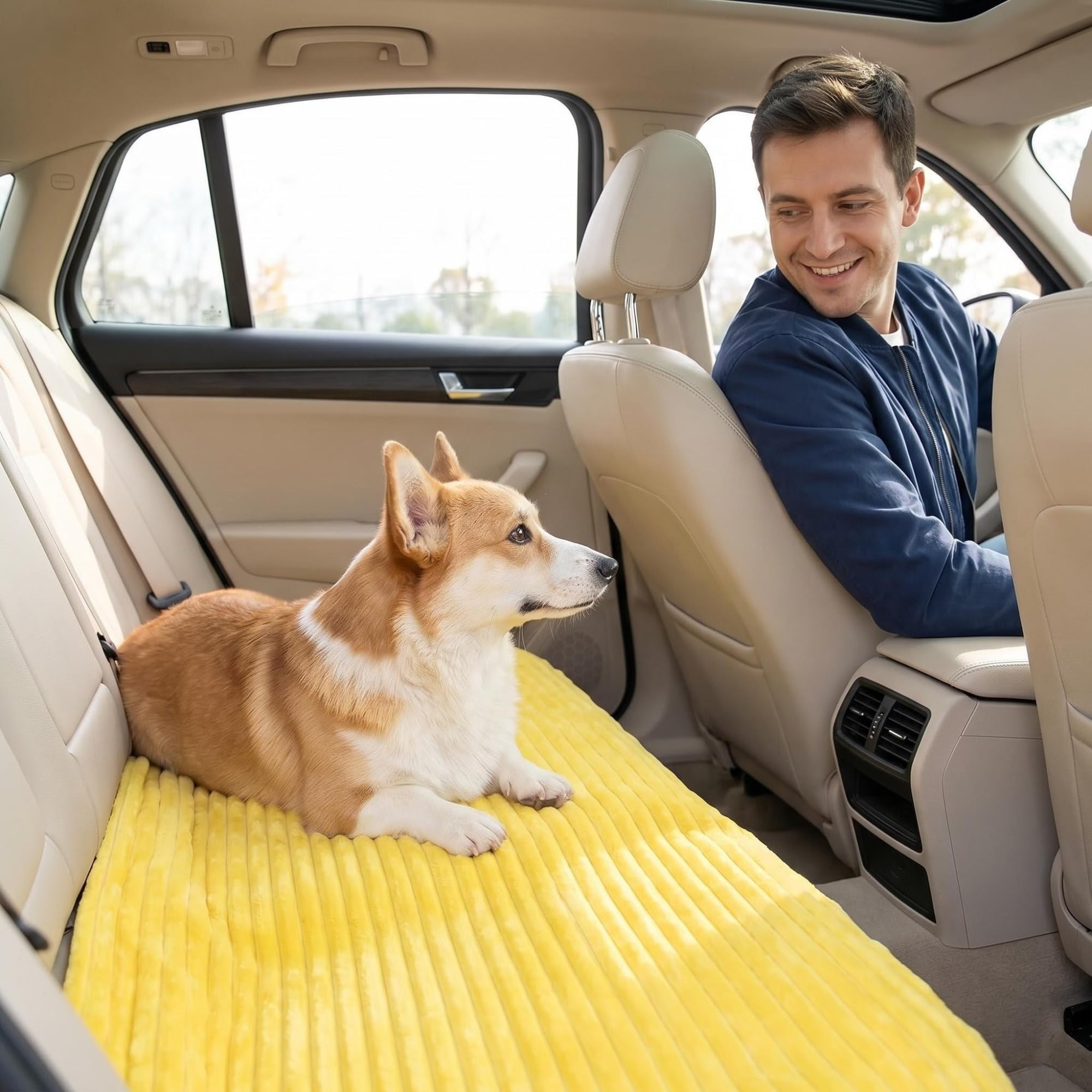 Coperta di supporto emotiva giallo per cani calmante sicurezza coperta ondulata 1,5 cm in pelliccia di coniglio sintetica in poliestere per interni ed esterni (rosa, 150 x 200 cm)