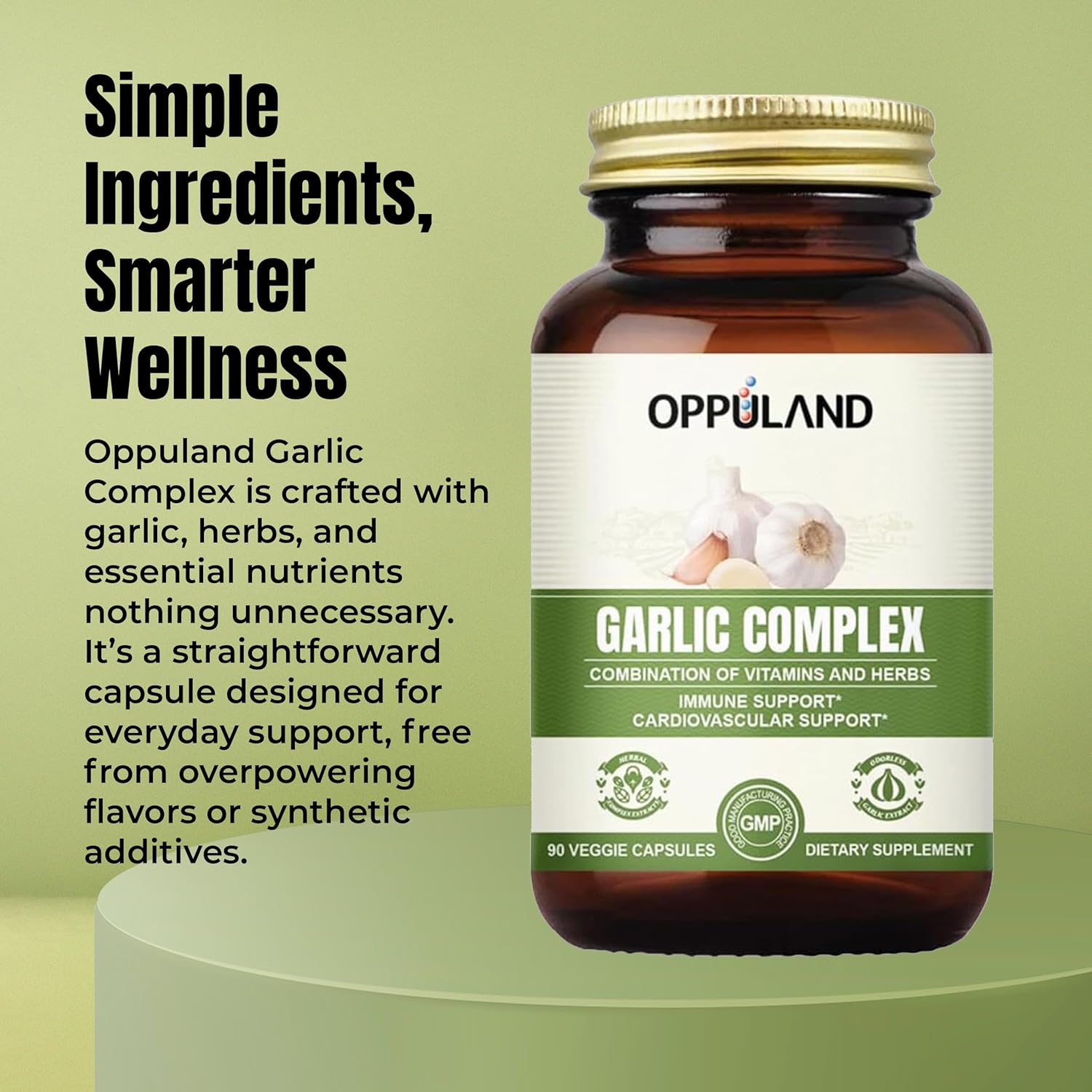 Garlic Complex - Odorless Garlic Pills with Oregano, Olive Leaf, Nigella Seed, Vitamin D, Zinc - Herbal Supplement - Cardiovascular, Immune System, & Natural Wellness Support - 30 Day Supply