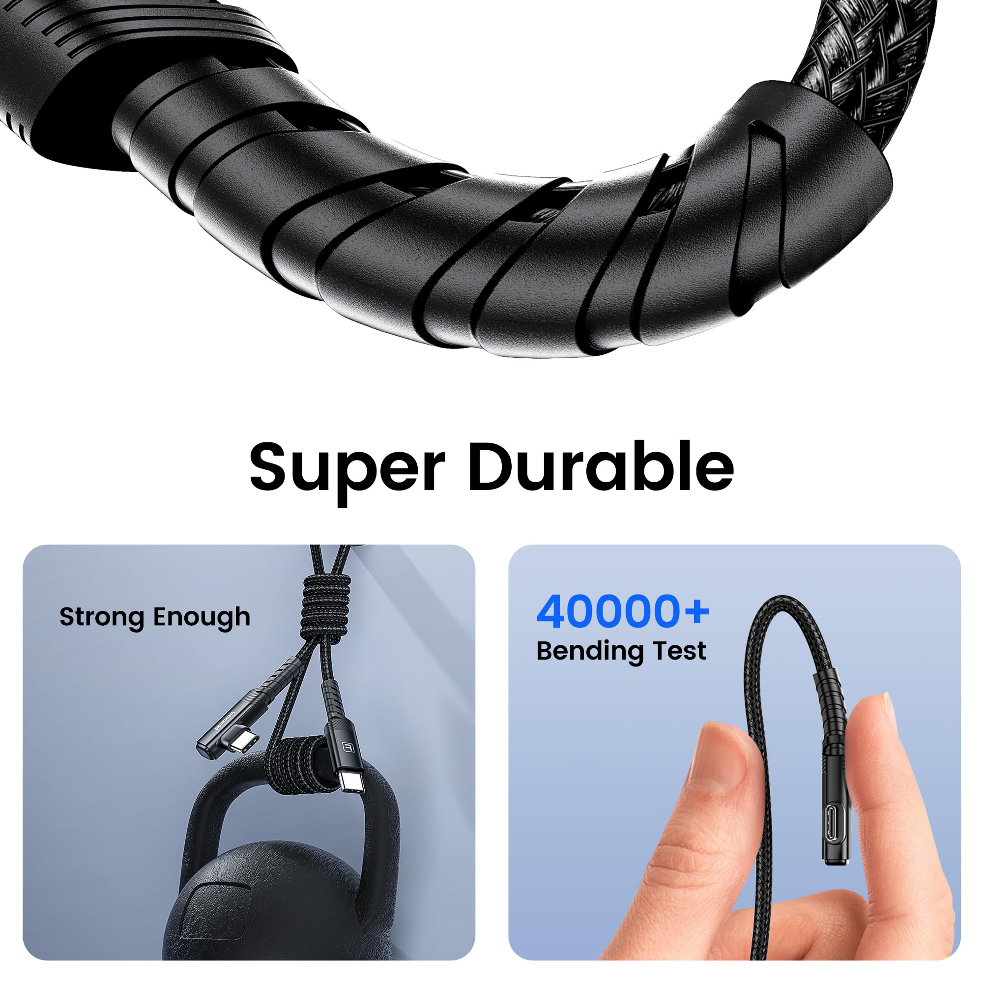 Cavo di ricarica da USB C a USB C (3 m, confezione da 2), cavo di ricarica tipo C da 60 W, cavo di ricarica rapida ad angolo retto da USBC a USBC per iPhone16 15 Pro Max/Plus/MacBook Air/Samsung S23