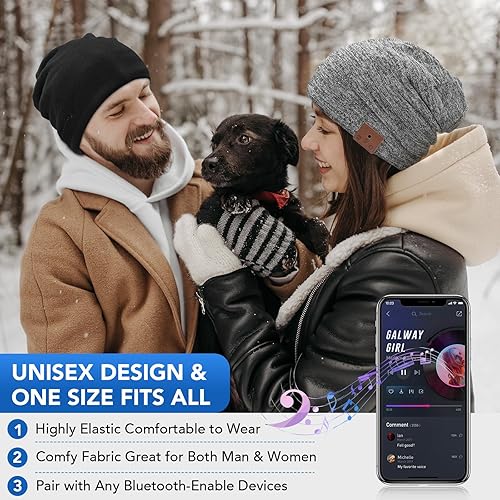 Miniatura 2 de ASIILOVI Paquete de 2 gorros Bluetooth versión 2023, gorro con forro de lana de doble capa, regalos tecnológicos únicos para hombres, mujeres,