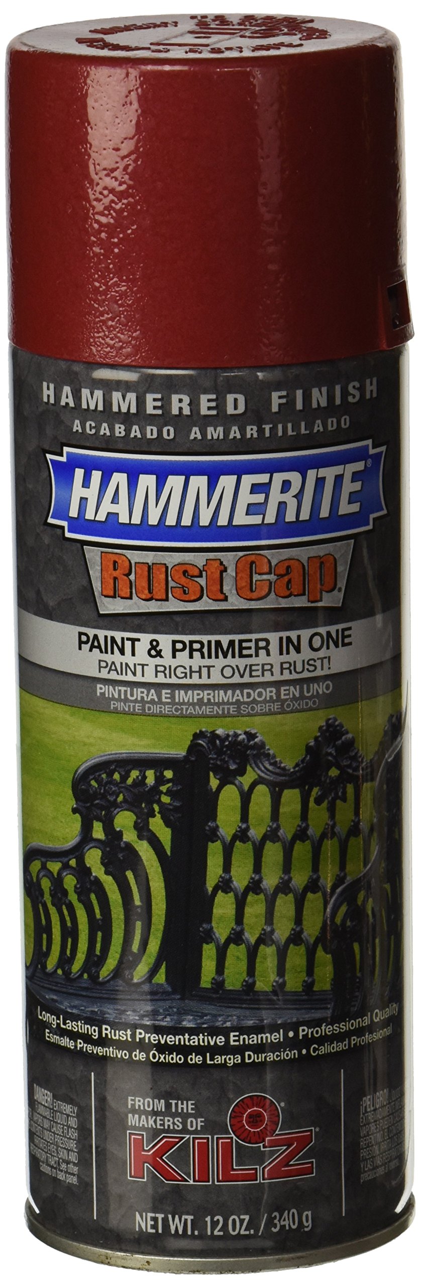 Masterchem Industries41180 Hammerite Rust Cap Hamme Enamel Finish, 12 Oz  Aerosol Can, 18 Sq-Ft/Gal, 12 Ounce (Pack of 1), Red