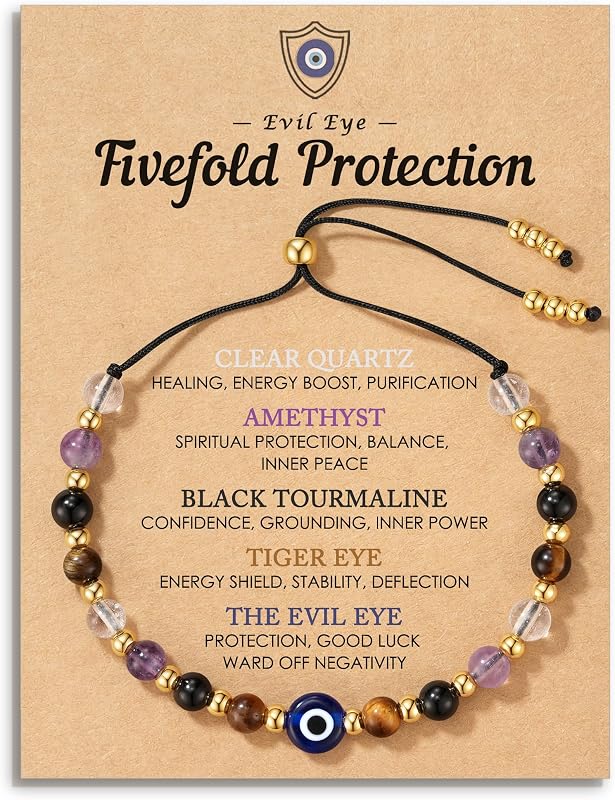 Evil Eye Bracelets, Crystal Lucky Protection Gifts for Women Girls