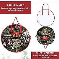 Vista 5 de Coume 4 bolsas de almacenamiento de coronas de Navidad, contenedor para coronas con ventana transparente para decoraciones de Navidad, bolsas