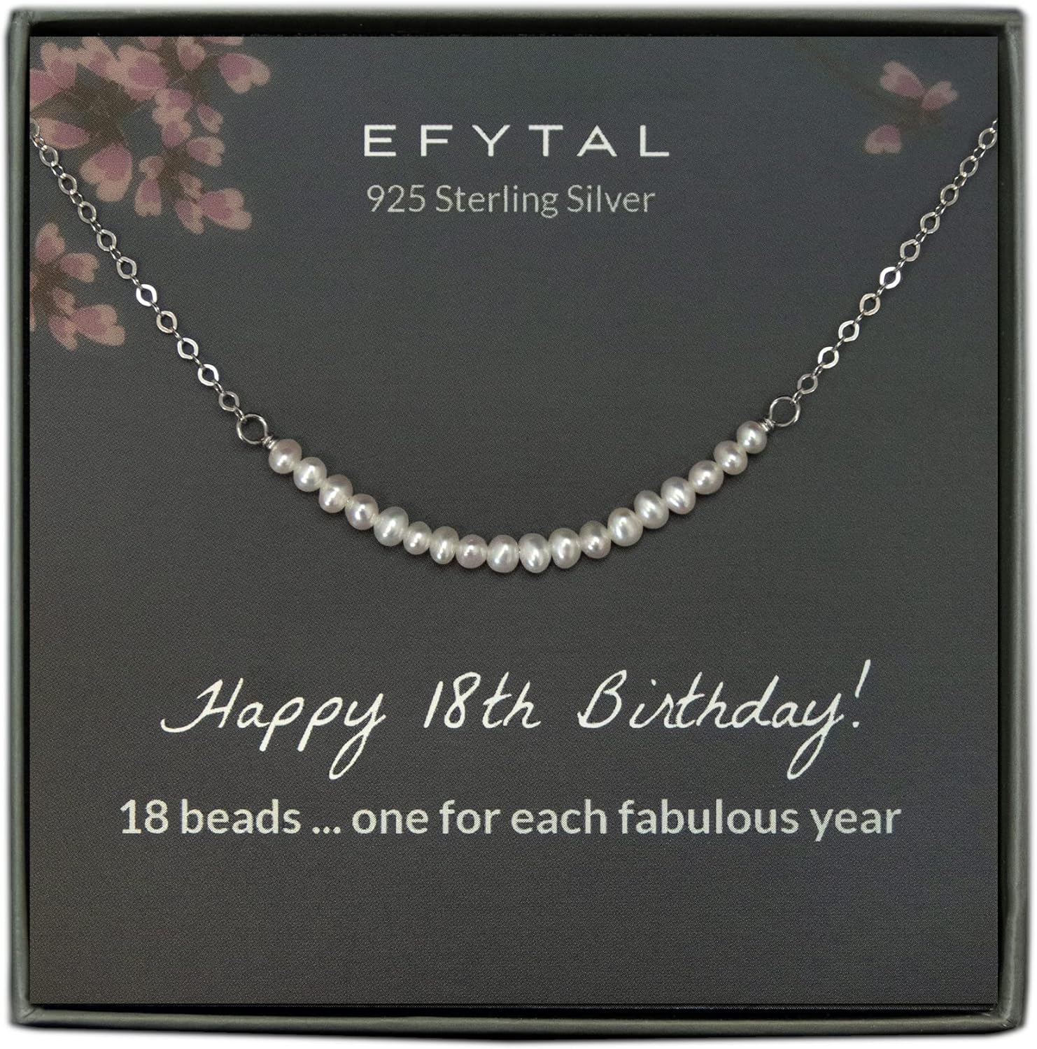 EFYTAL 16th Birthday Gifts for Her, Sterling Silver or Gold Filled Pearl Necklace 18th Birthday Gifts, Sweet 16 Gifts, 18th Birthday Decorations, Daughter Birthday Gifts from Mom