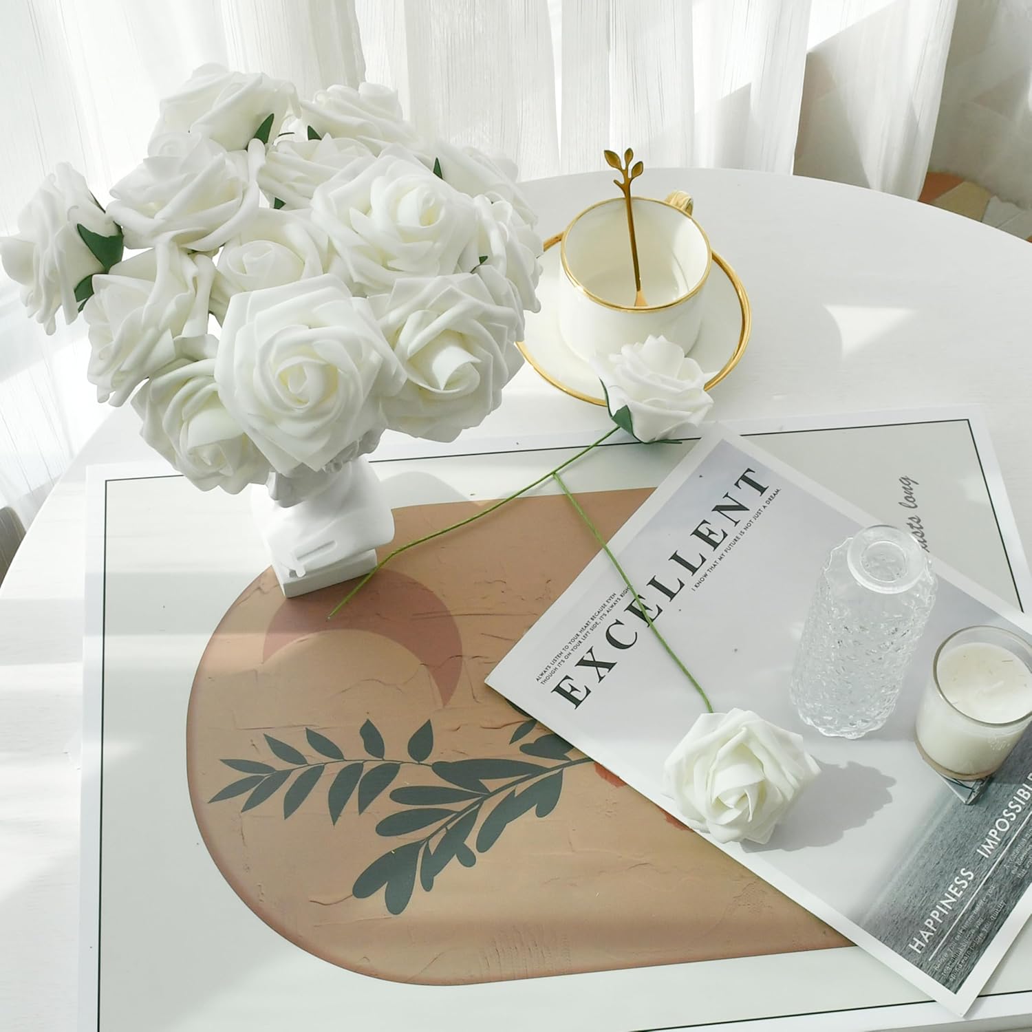 Mandy's 25pcs White PE Foam Roses in Elegant Gift Packaging for Easter – Artificial Rose Heads for Wedding Centerpieces, Bouquets, DIY Floral Crafts, Bridesmaid Gifts - Image 5