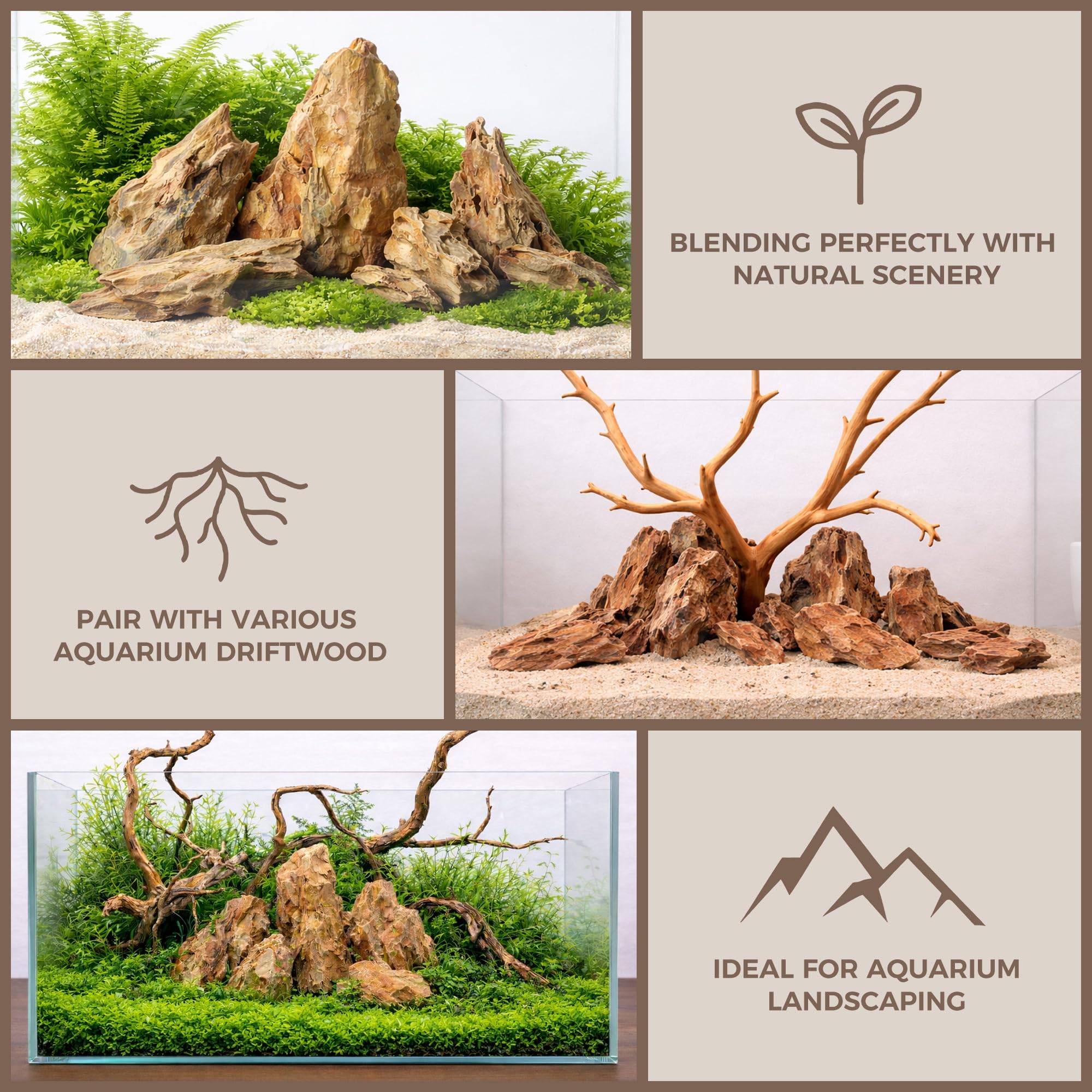 Pietra Dragon Naturale 5,5-10,5 cm, Set da 10 Piccole Pietre per Aquascaping, Nano Acquari & Decorazioni Acquario