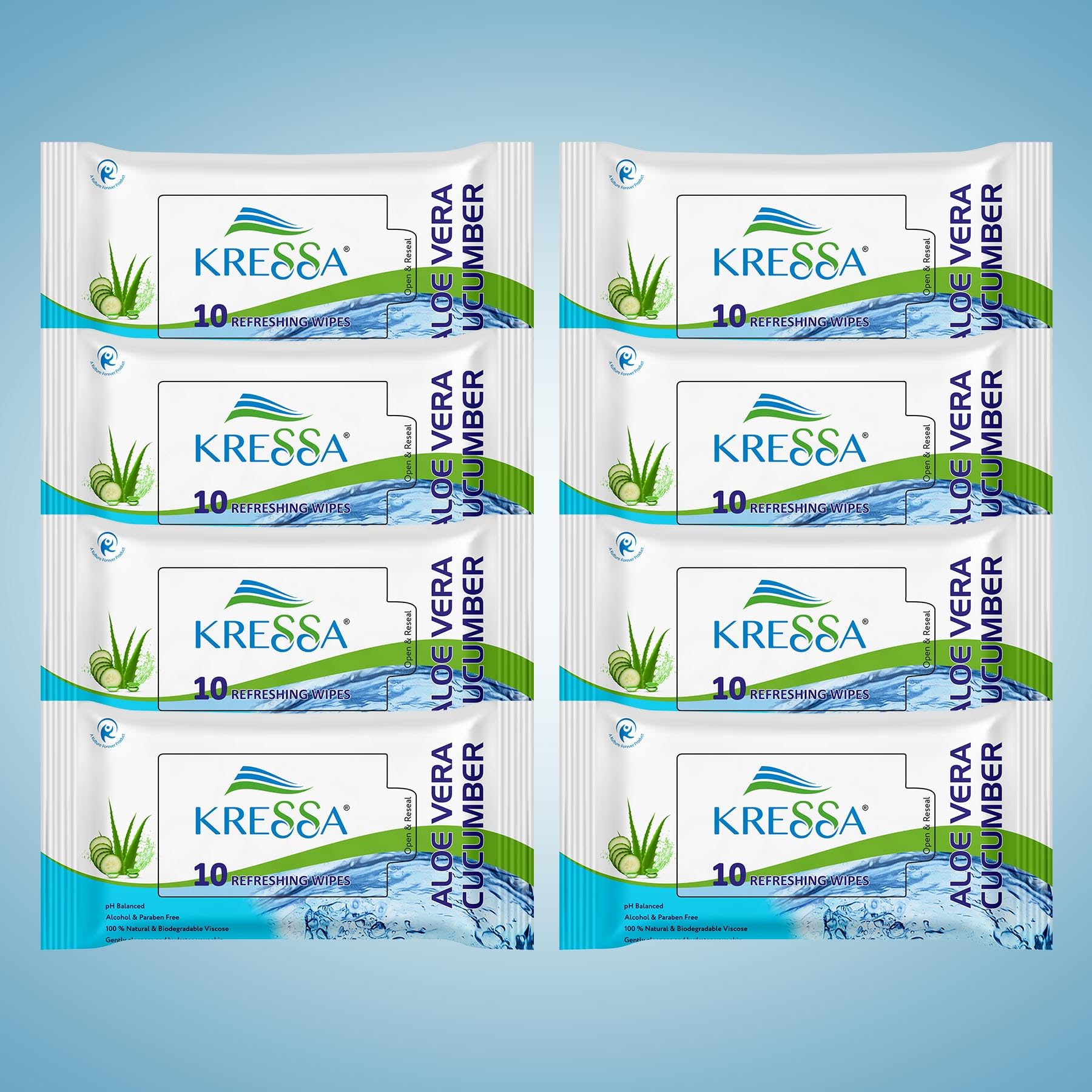 Kressa Aloevera Cucumber Refreshing Wet Wipes | Face Cleansing Wipes | Made with Natural & Viscose Fibre | Hydrating, Paraben & Alcohol Free (Pack Of 8)-image-37