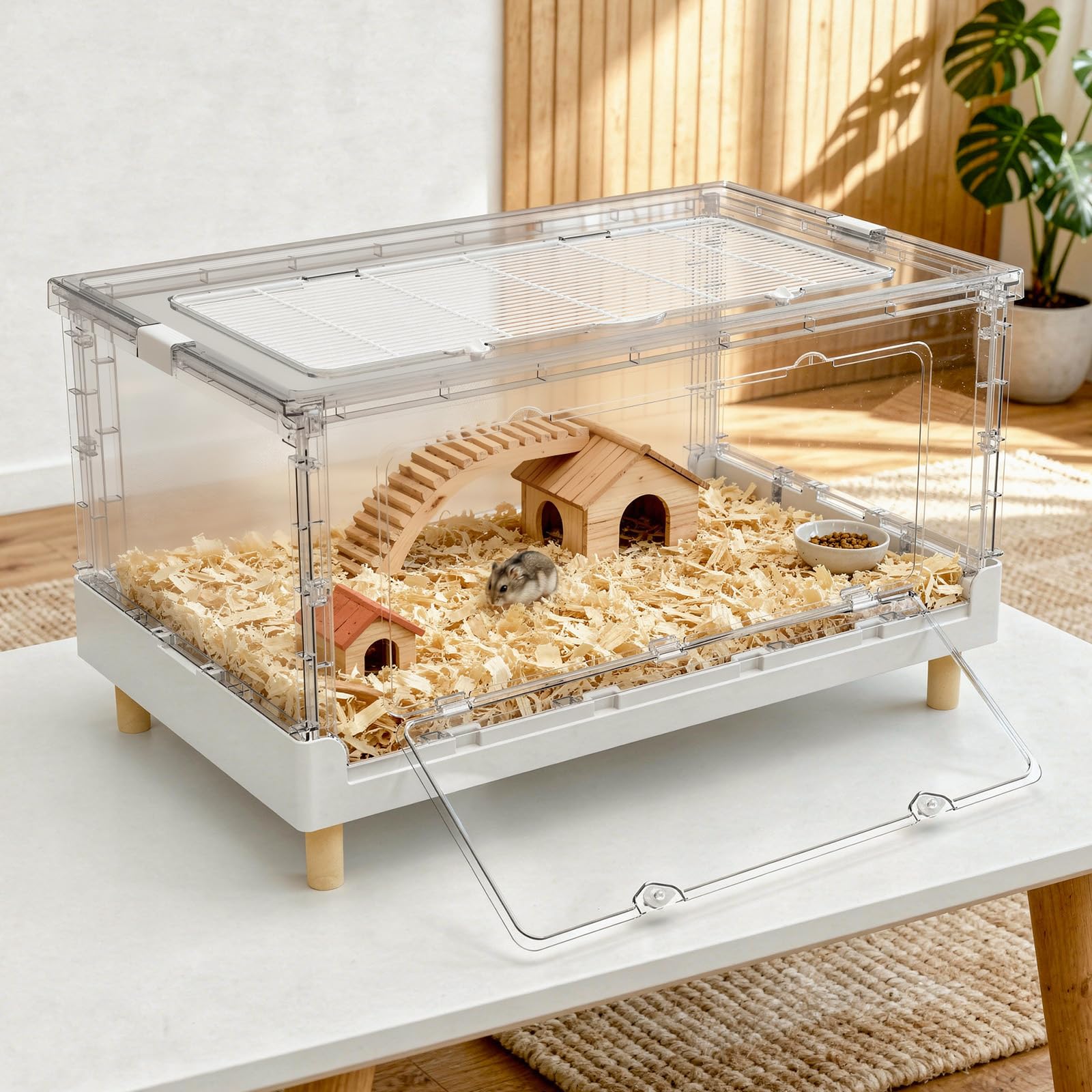 70cm Hamsterkäfig, 34cm Sichtschutz-Nagerheim für Zwerghamster | 3000cm2 Fläche, Sichtschutz-Rückwand, Faltbares Design, Einfache Reinigung für Zwerghamster