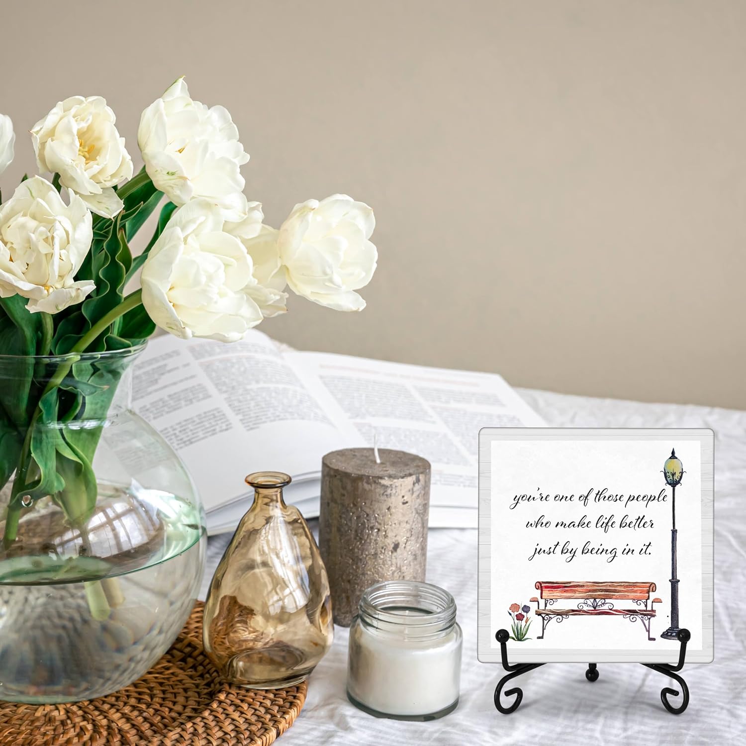 Inspirational Quote Desk Decor, You're One Of These People Who Make The Life Better, Wooden Plaque Sign With Iron Stand, Thank You Appreciation Gifts for Family Friends Coworkers -45 - Image 4