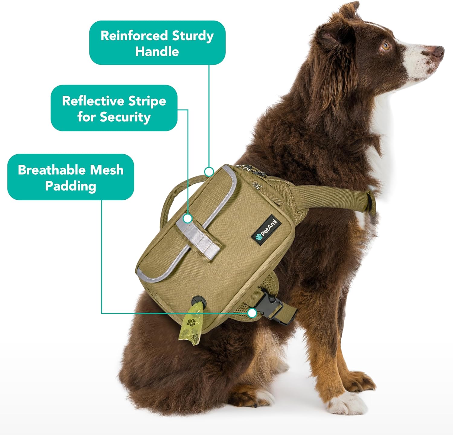PetAmi Dog Backpack for Medium & Large Dogs, Saddle Bag for Dogs to Wear for Hiking, Pet Backpack Harness Dog Pack with Reflective Side Pockets for Walking Running