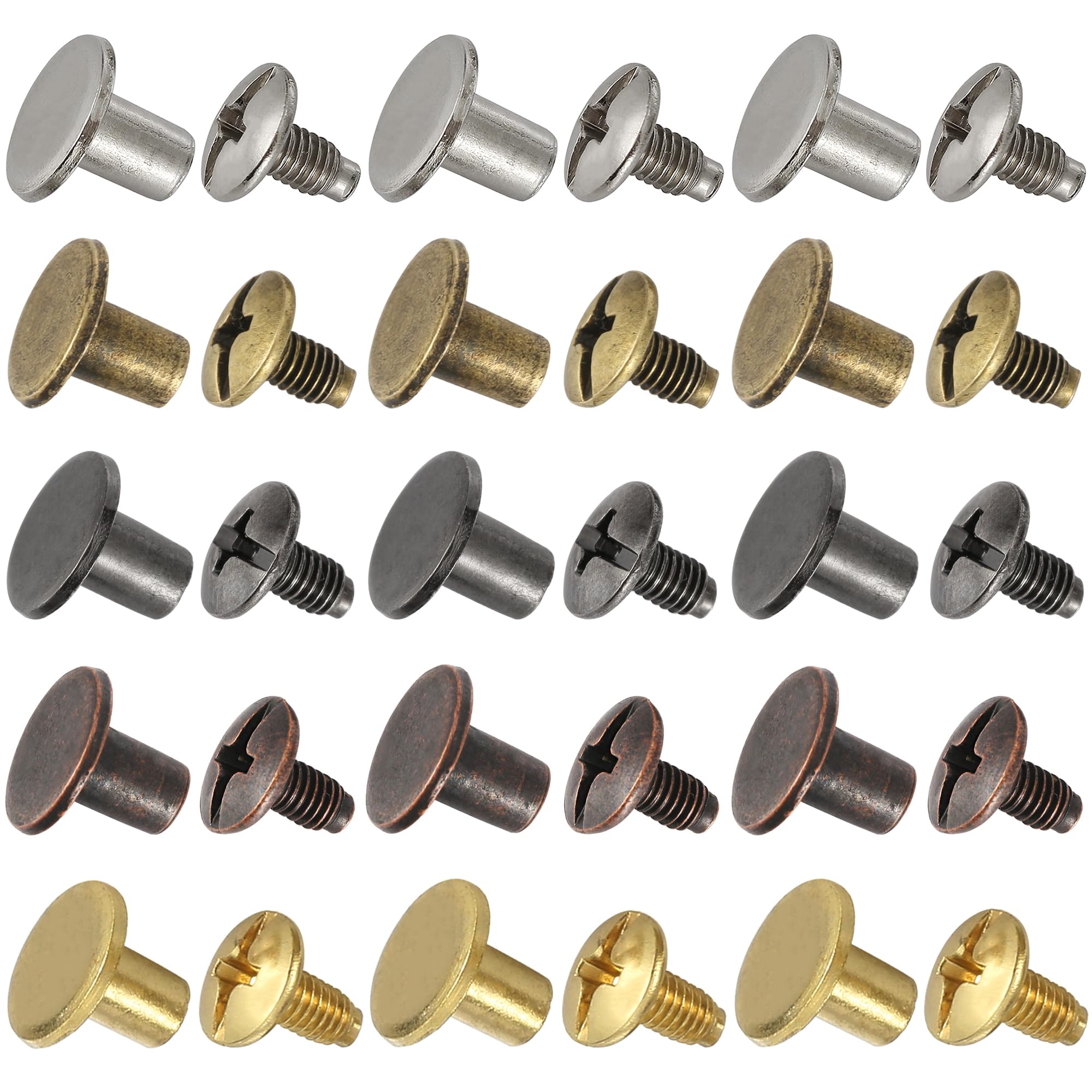 YORANYO 150 juegos de tornillos Chicago de 8 mm, remaches de cuero para tela, tornillos de encuadernación Chicago, botones de metal para decorar y reparar cinturones, bolsos, zapatos, bolsos, collares